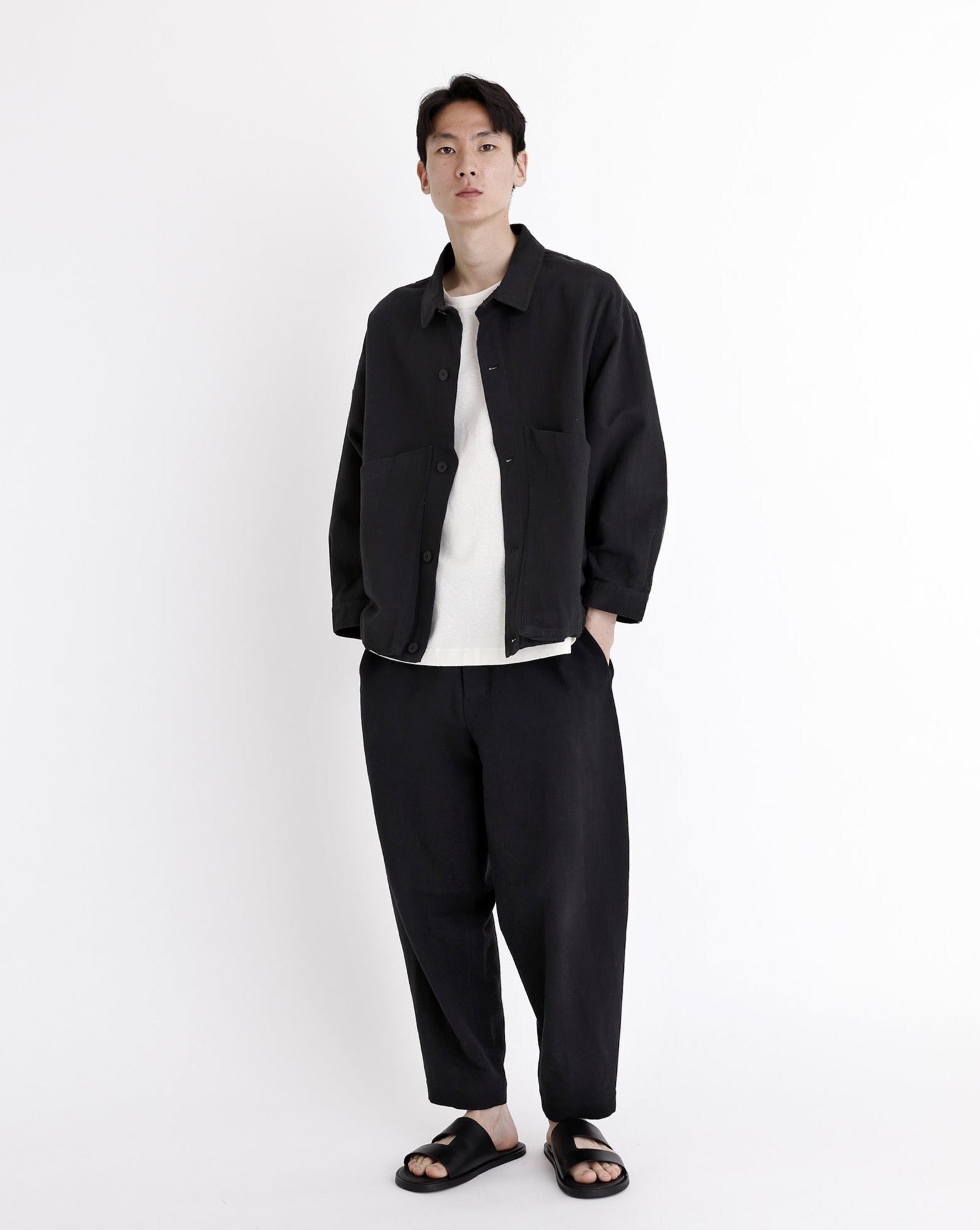 Signature Panel Pockets Shirt Jacket - Black