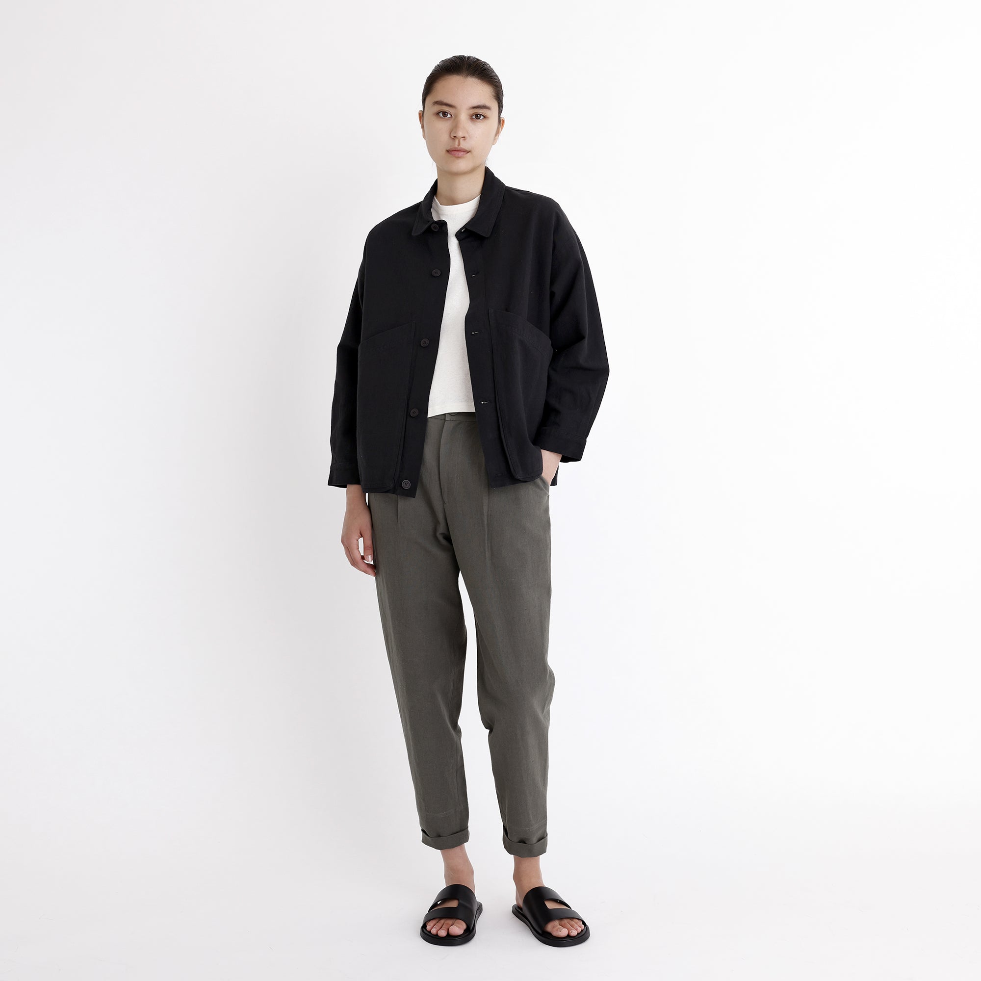 Signature Panel Pockets Shirt Jacket - Black