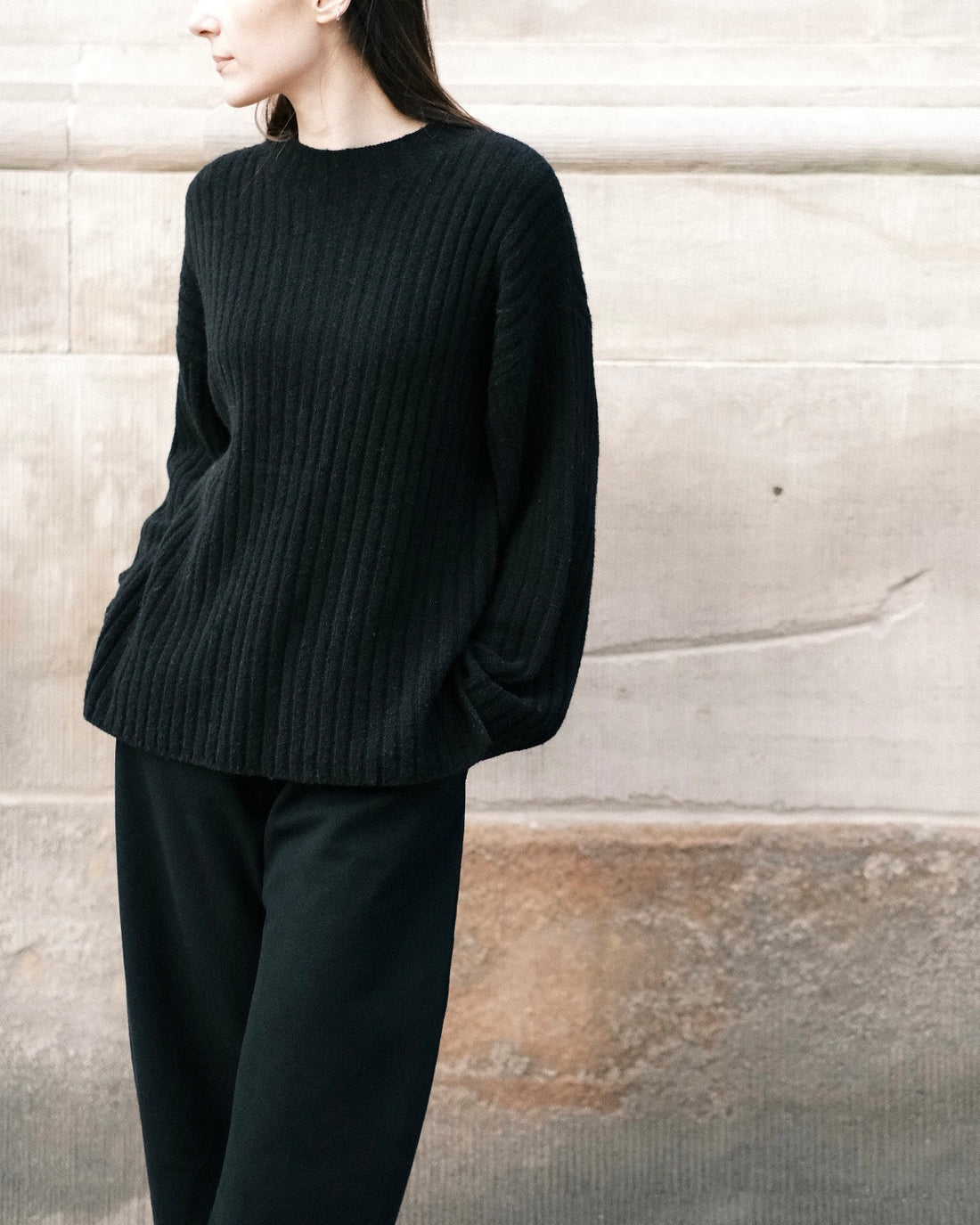 Oversized Ribbed Mockneck - FW25 - Black