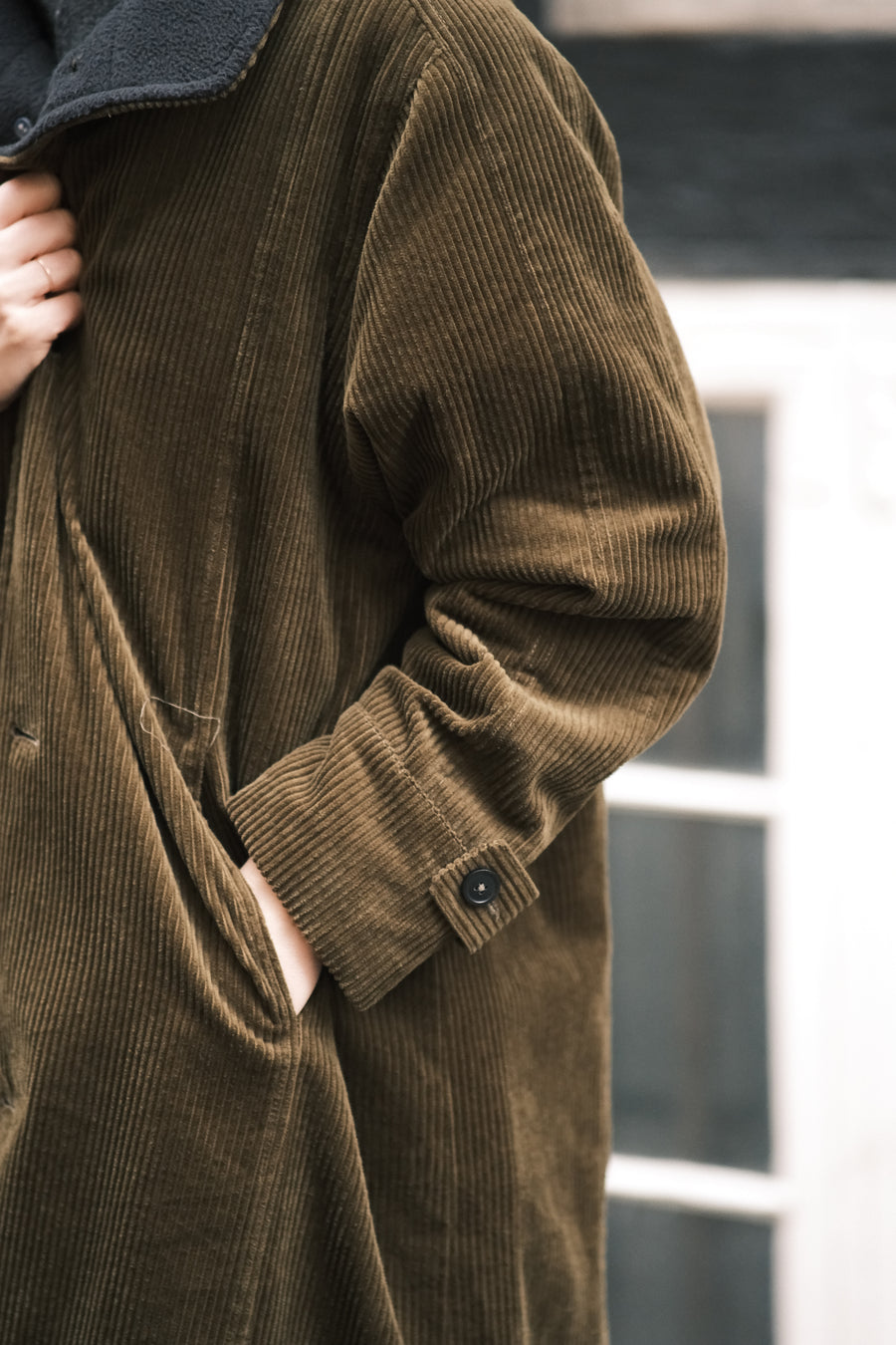 Padded Corduroy Fleece Coat - FW25 - Deep Olive
