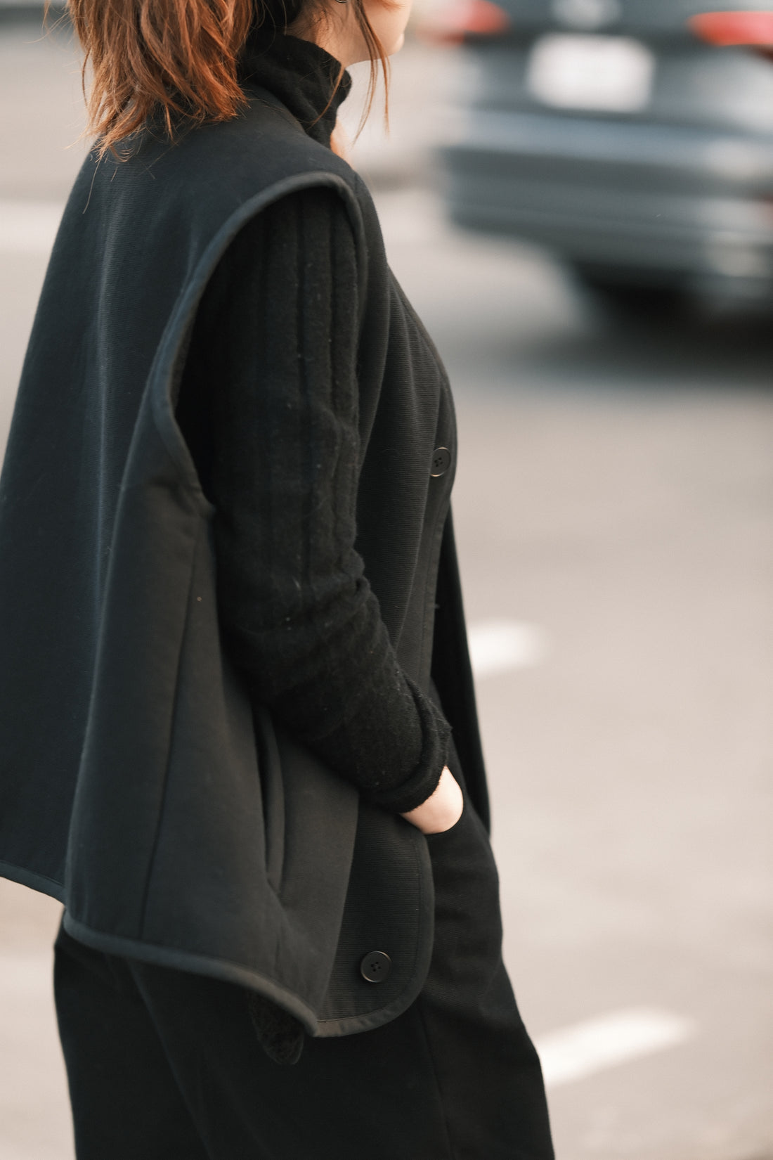 Double Faced Canvas Vest - FW25 - Black