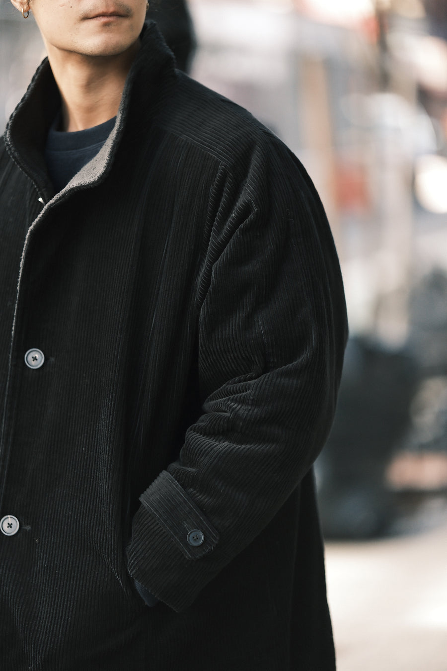 Padded Corduroy Fleece Coat - FW25 - Black