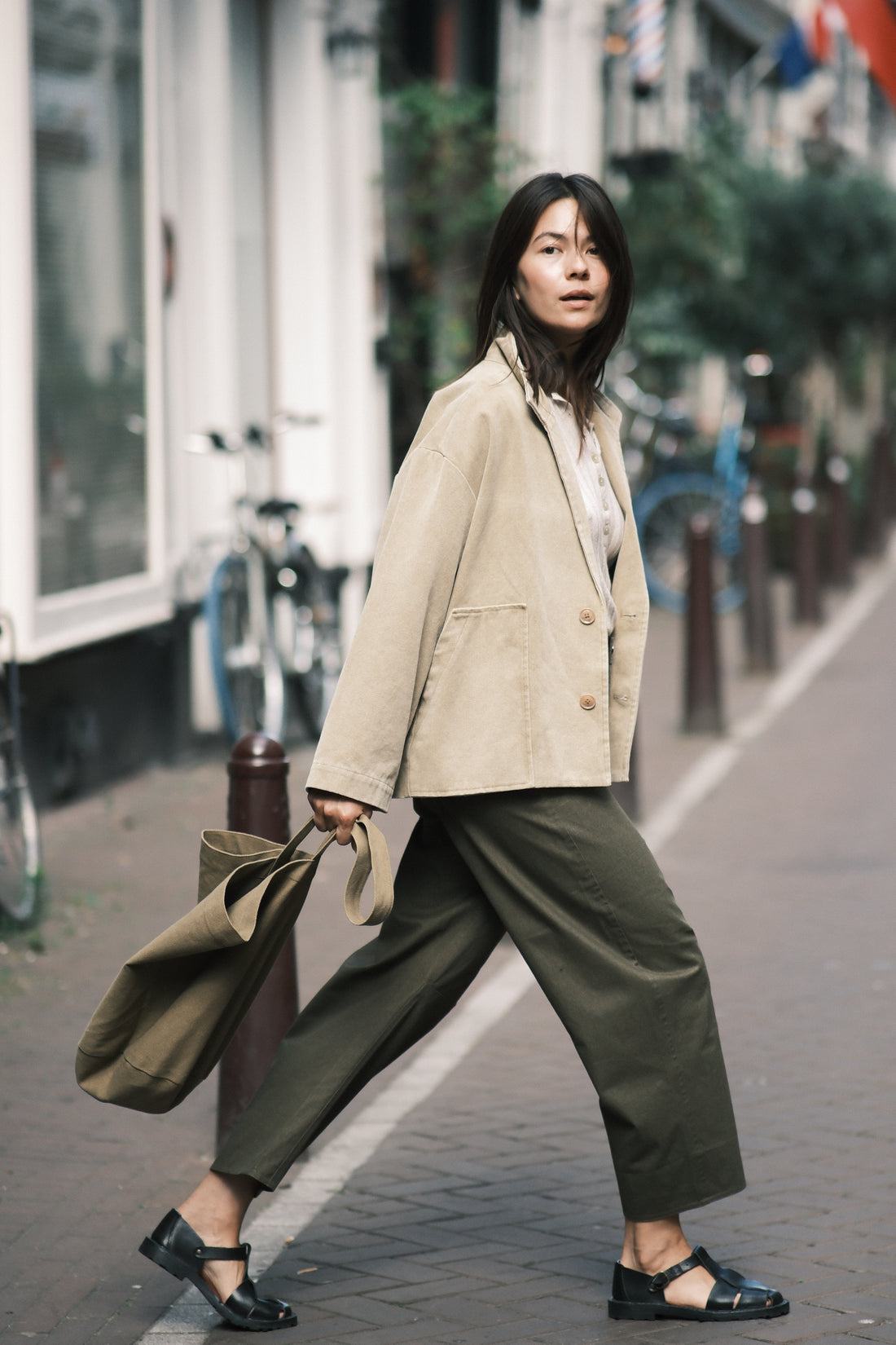 Lapel Short Coat - SS26 - Washed Tan