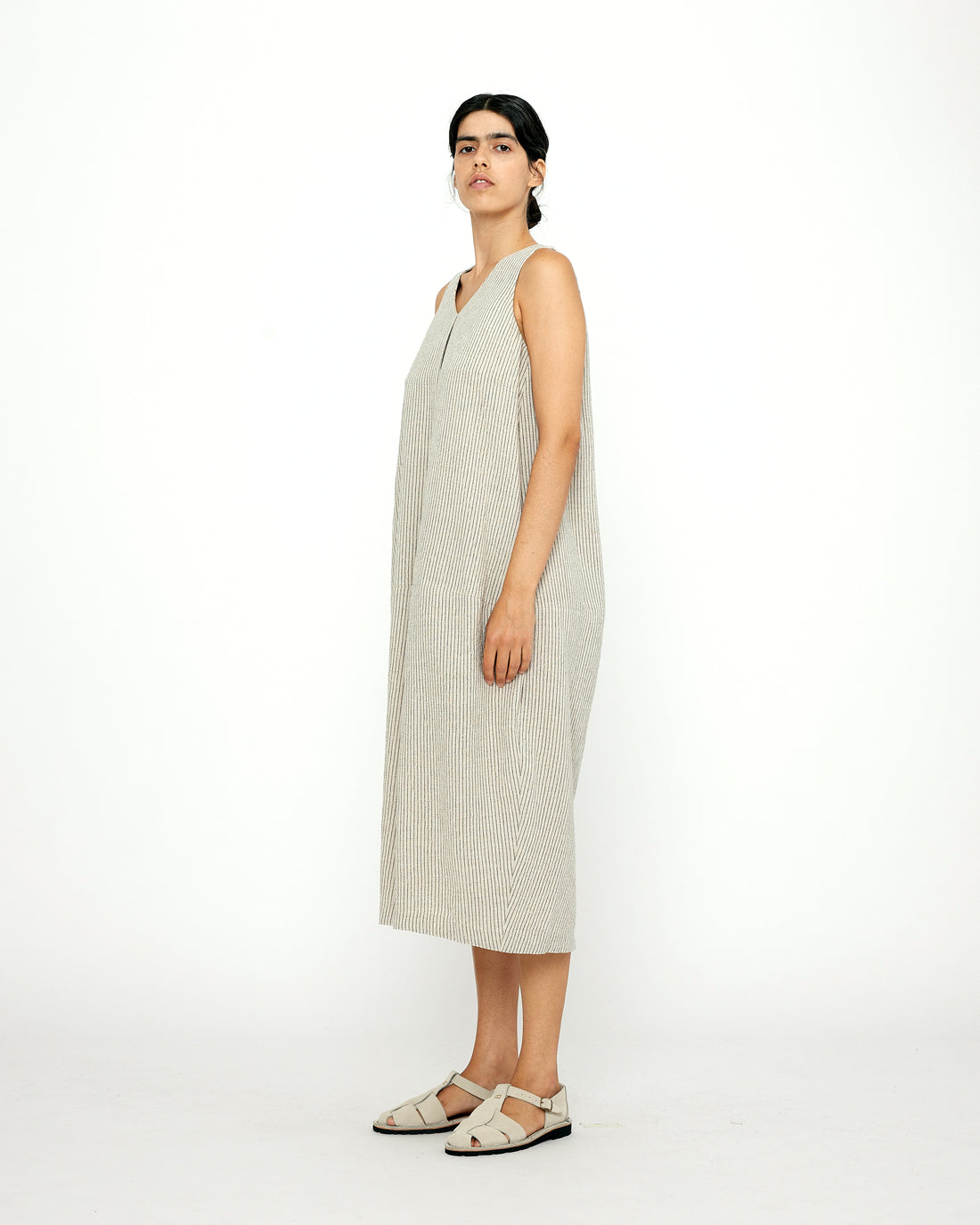 Striped V-Neck Cocoon Dress - SS24 - Light Stripes