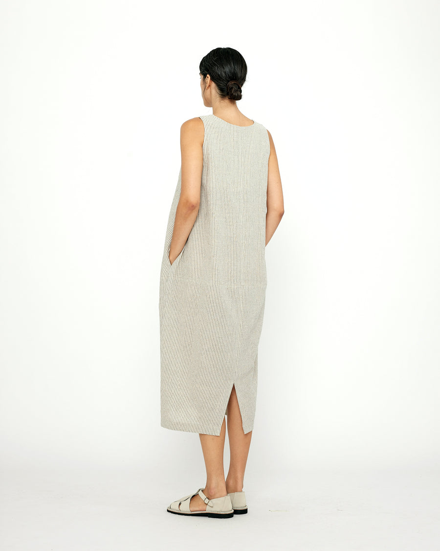 Striped V-Neck Cocoon Dress - SS24 - Light Stripes