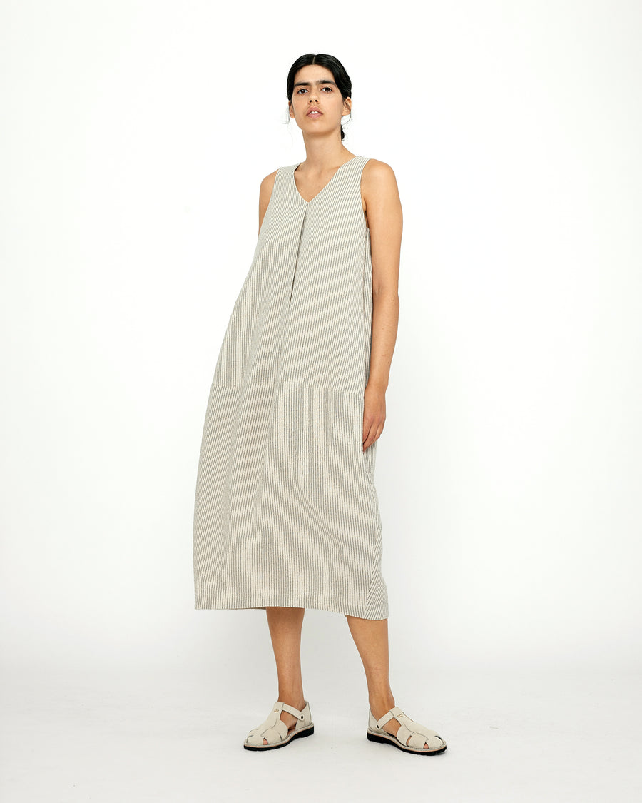 Striped V-Neck Cocoon Dress - SS24 - Light Stripes