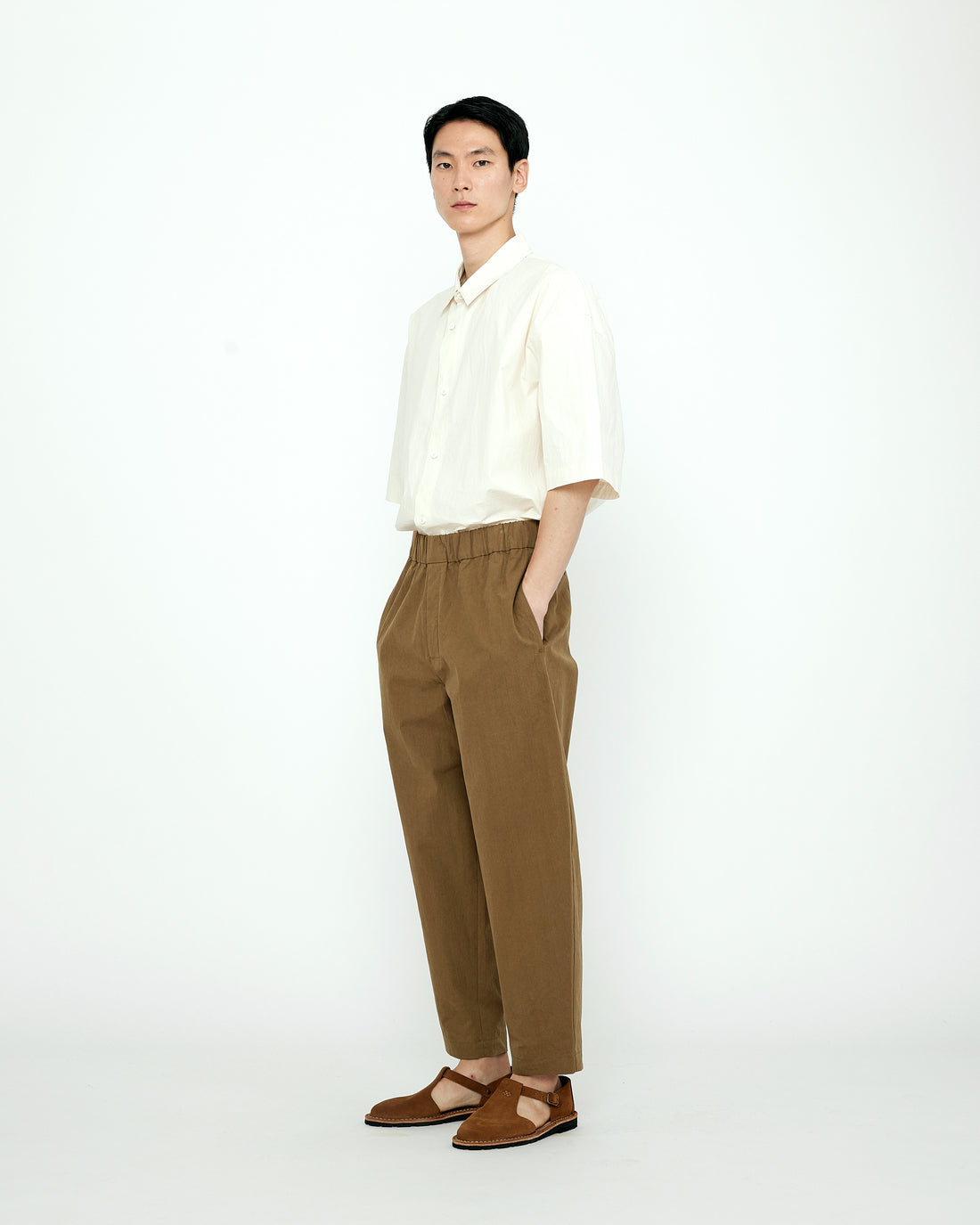 Signature Elastic Pull-Up Trouser - Cotton Edition - Brown