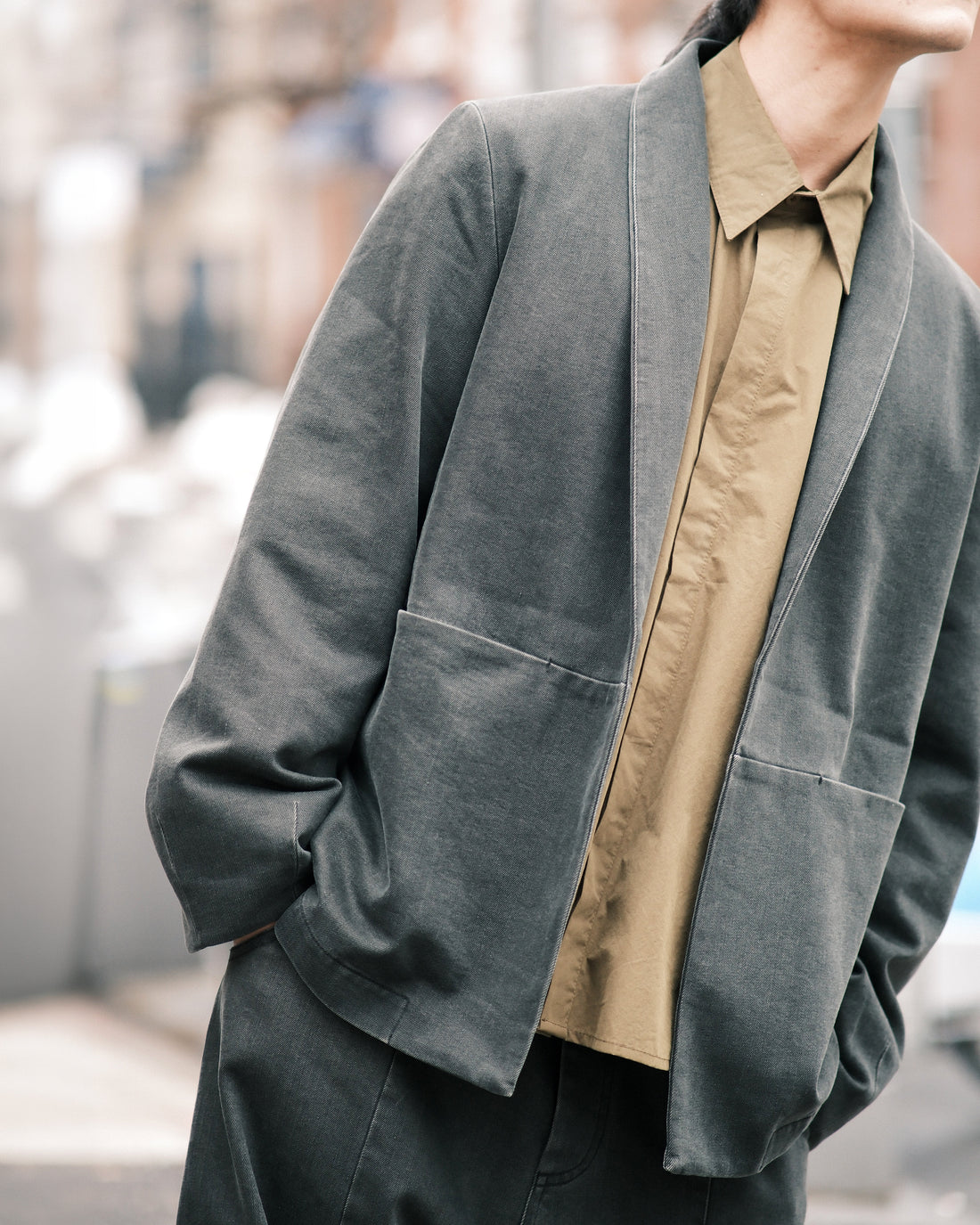 Open Short Coat - FW26 - Washed Black