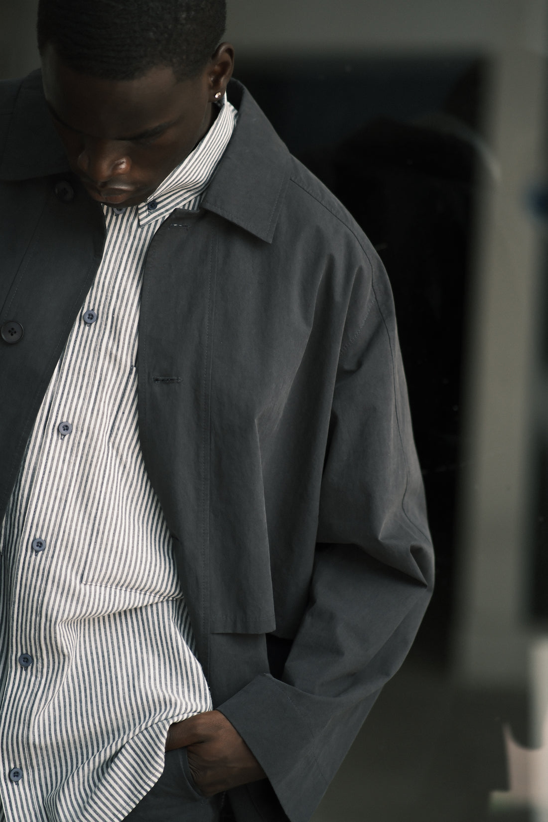 Striped Double Pockets Shirt - SS26 - Navy Stripes
