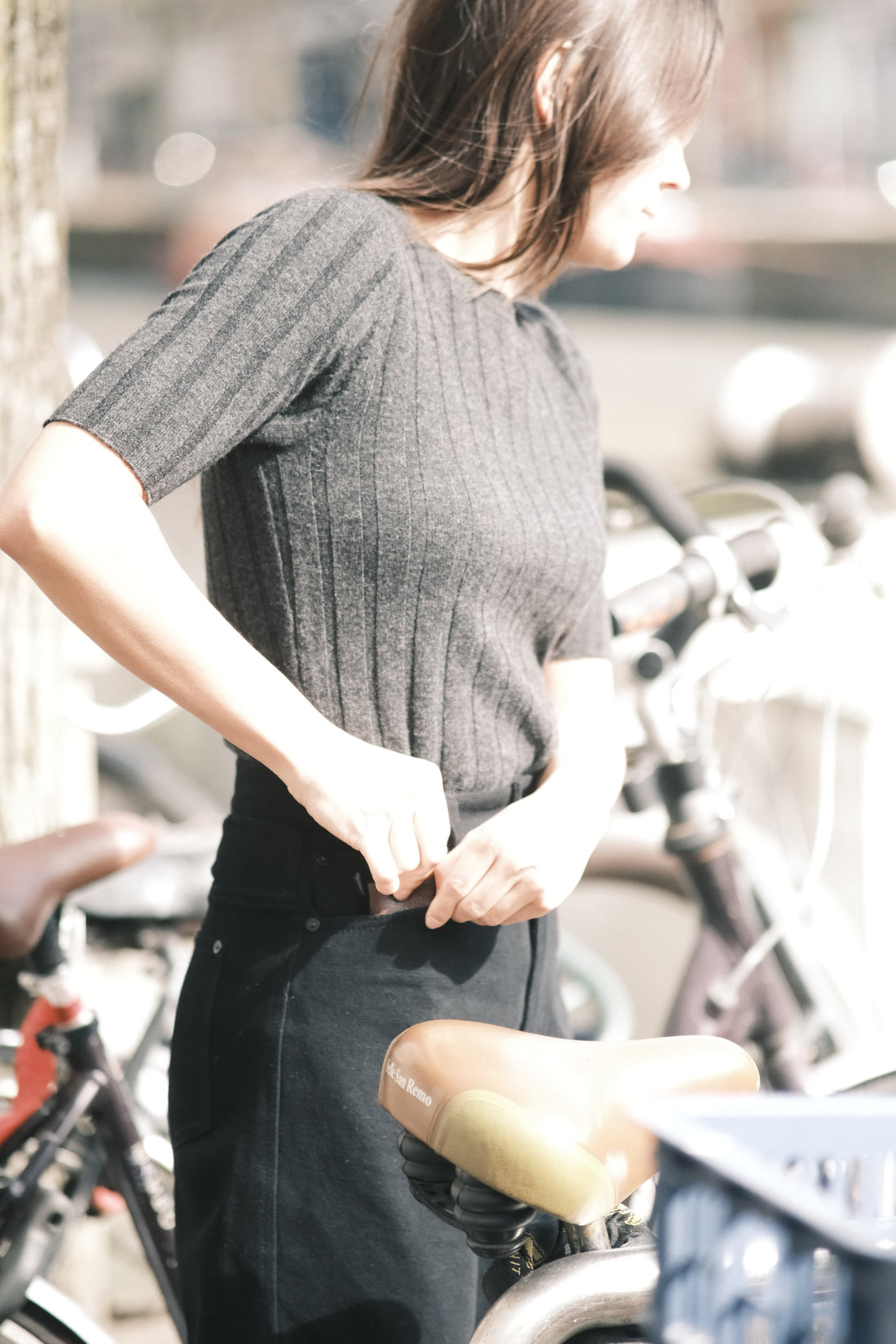 Ribbed Short Sleeves - FW26 - Charcoal