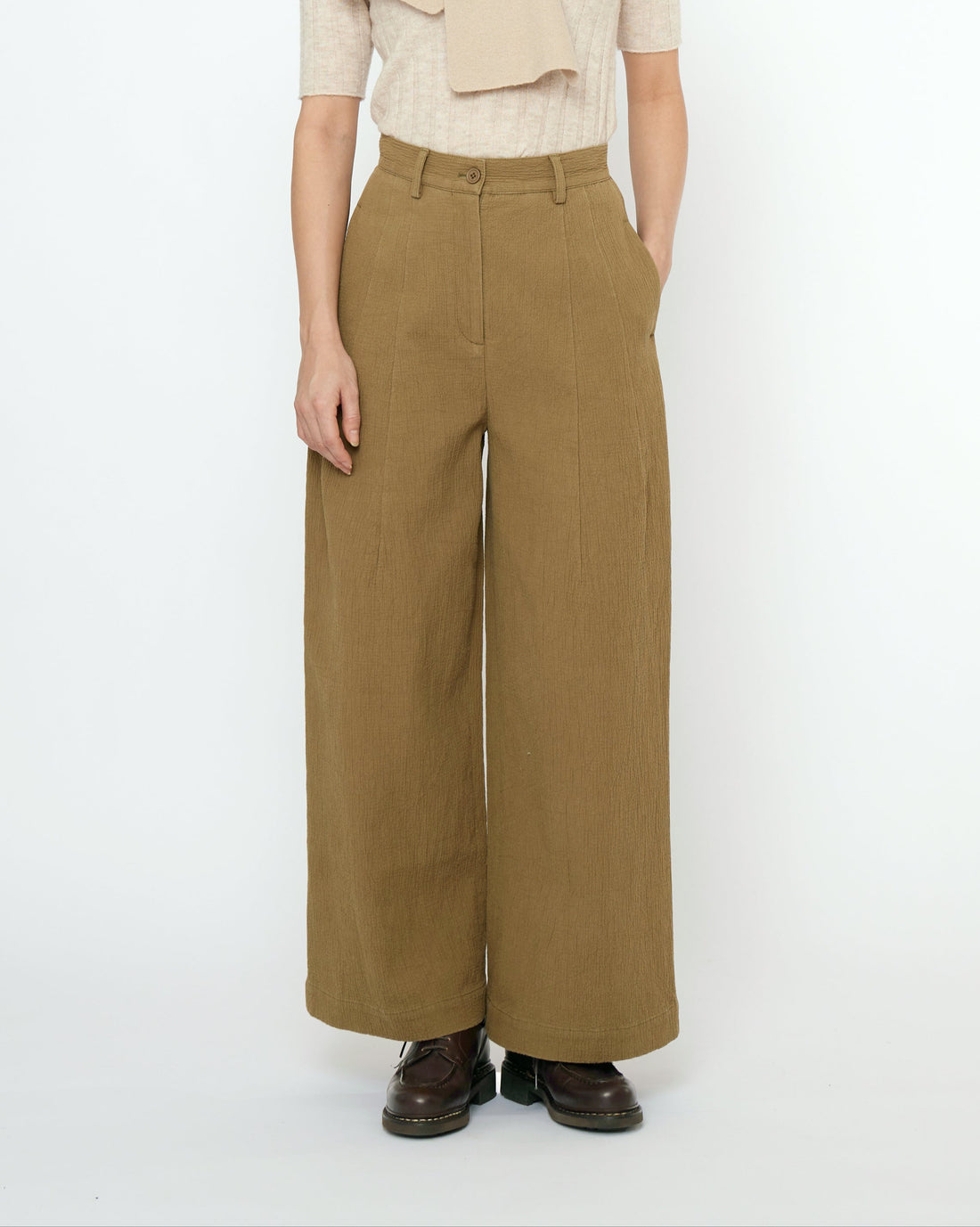 Textured Wide-Legged Skate Trouser - FW25 - Kelp