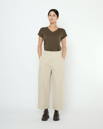 Signature Pleated Trouser - Canvas Edition - Oatmeal