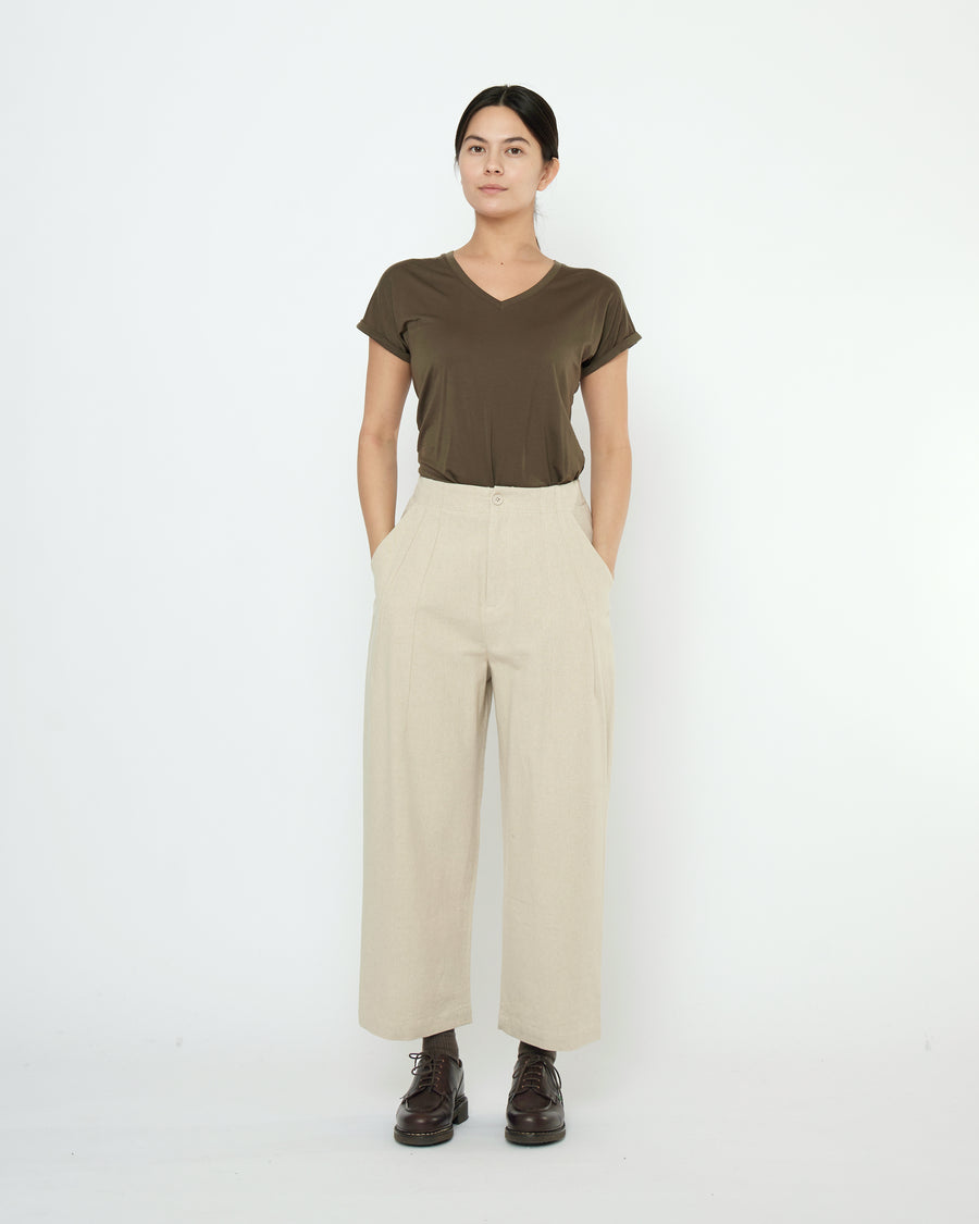 Signature Pleated Trouser - Canvas Edition - Oatmeal