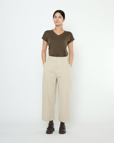 Signature Pleated Trouser - Canvas Edition - Oatmeal