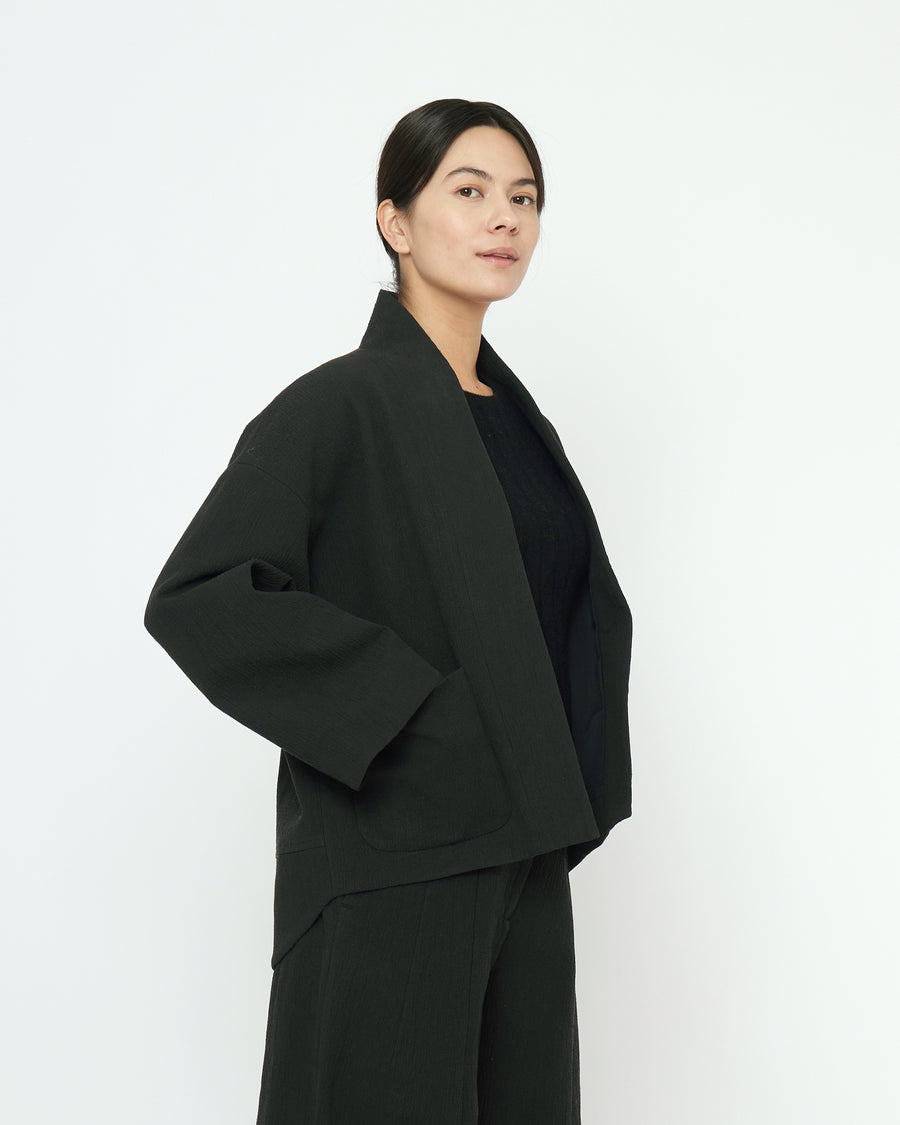 ジャケット・アウター RIDGE POCKET BOA OVER COAT GRAN ORIENTE Black Suede Jacket for Women with Faux Fur