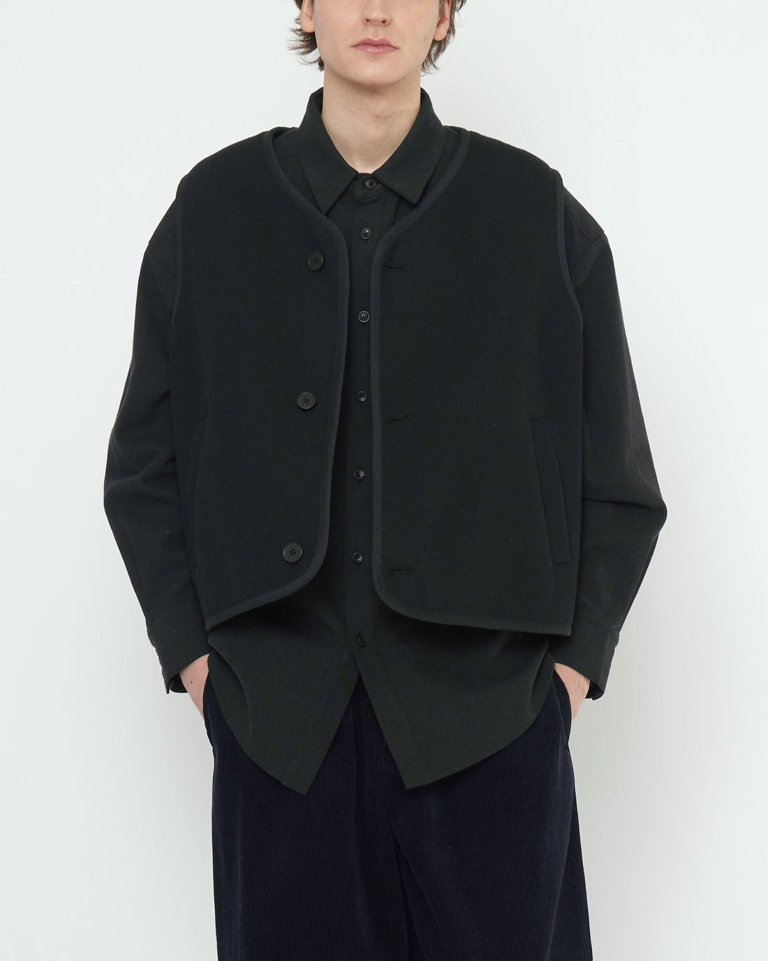Double Faced Canvas Vest - FW25 - Black