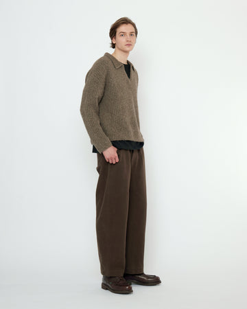 Collared V-Neck Jumper - FW25 - Light Umber