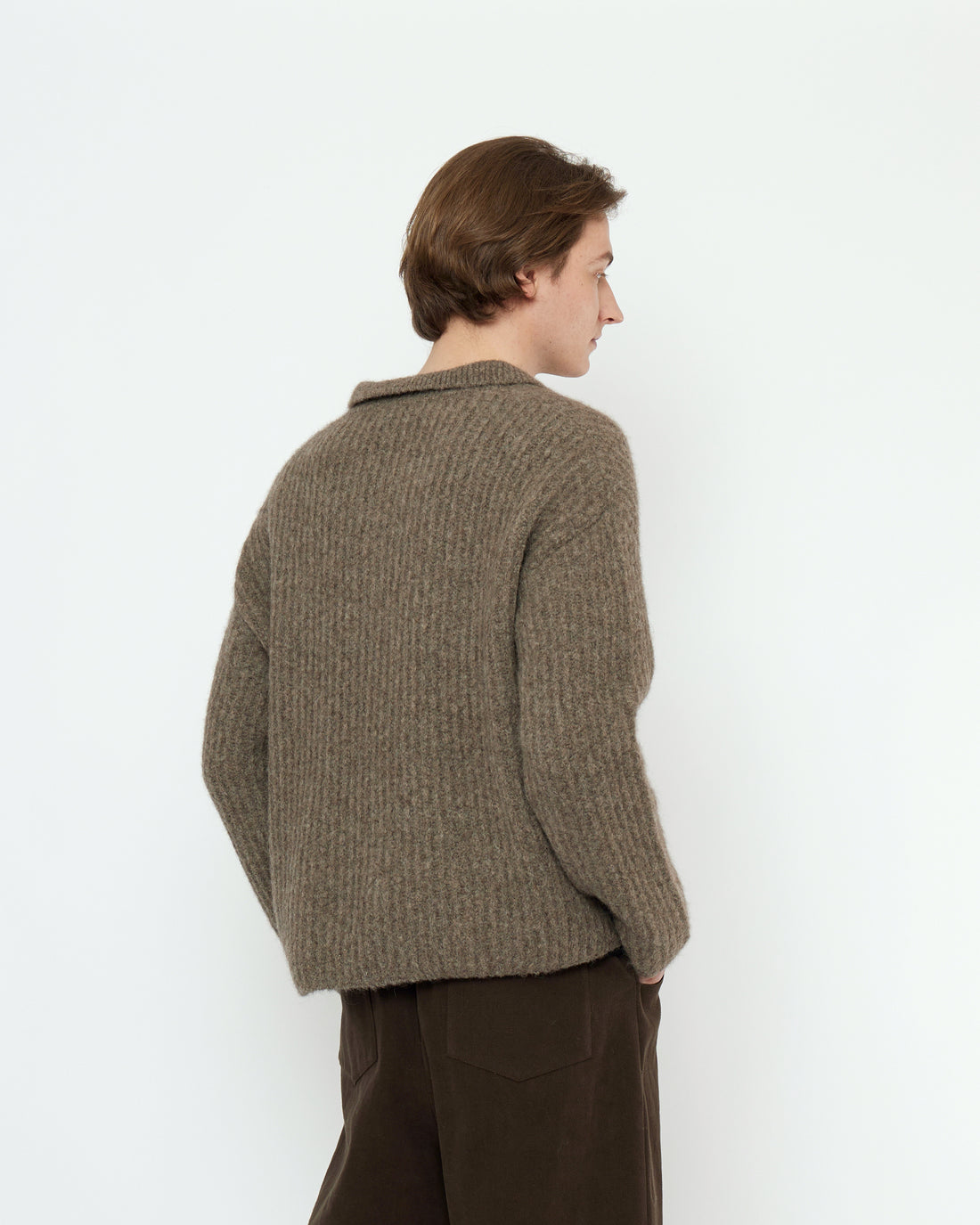 Collared V-Neck Jumper - FW25 - Light Umber
