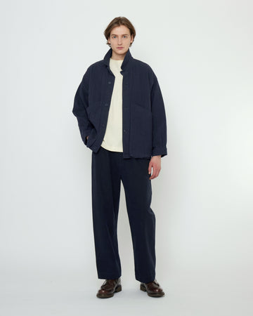 Signature Panel Pockets Shirt Jacket - Textured Edition - Navy