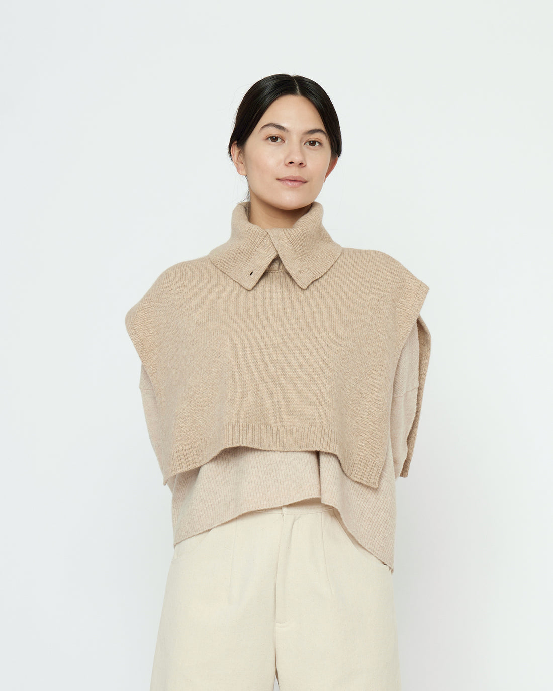 Knit Turtleneck Vest - FW25 - Almond