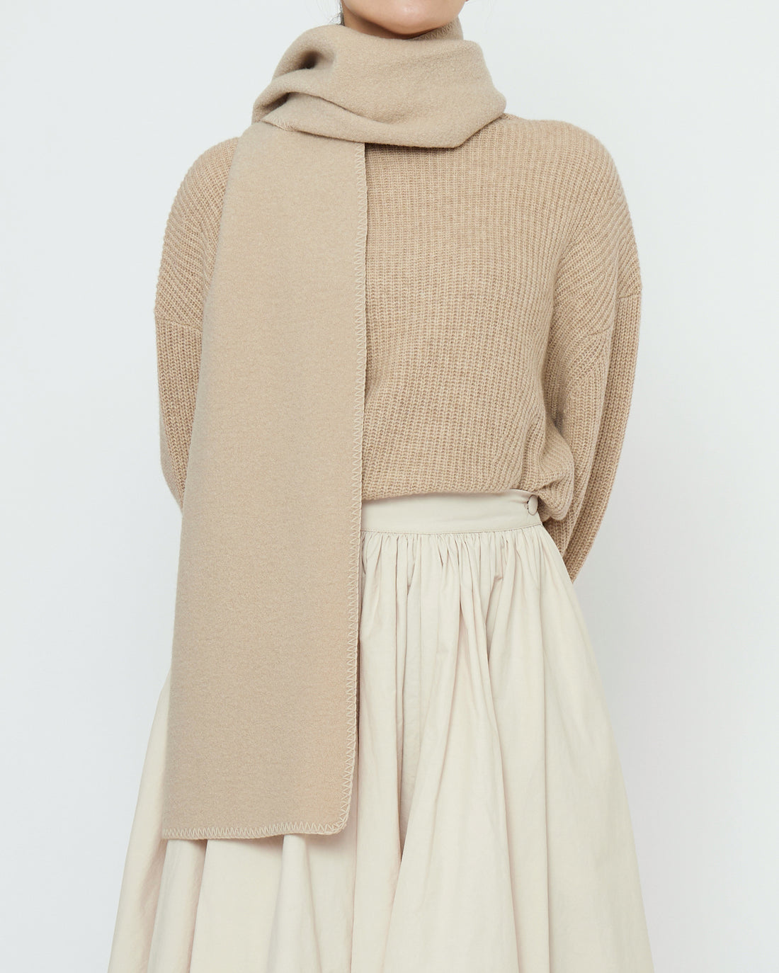 Long Scarf - Boiled Wool - FW25 - Sand Beige