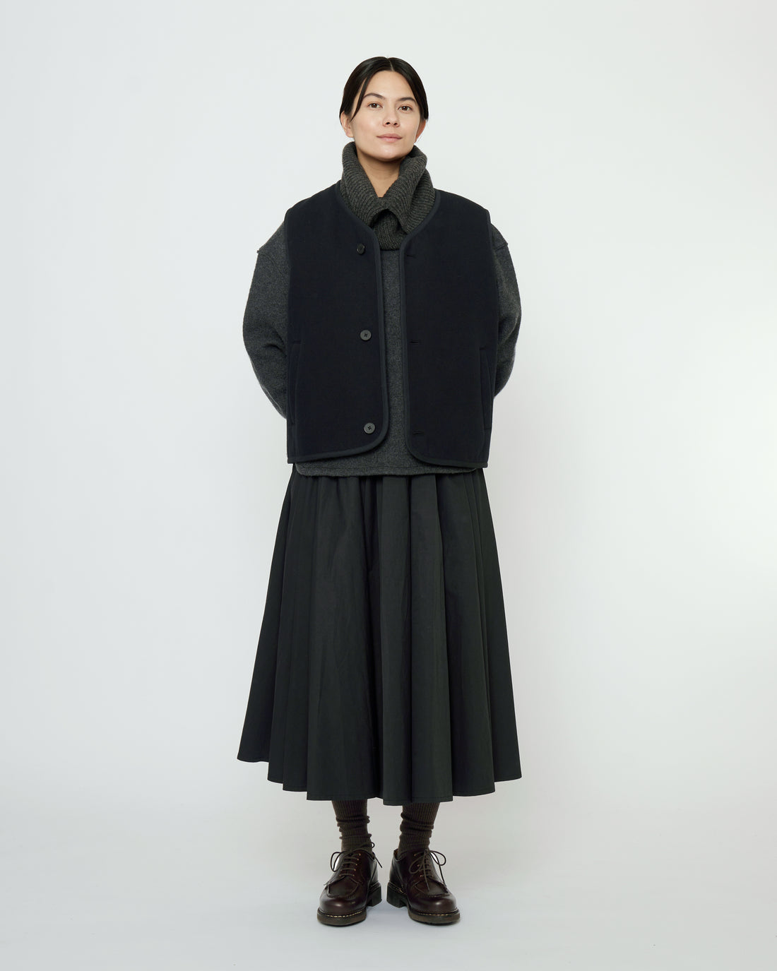 Double Faced Canvas Vest - FW25 - Black