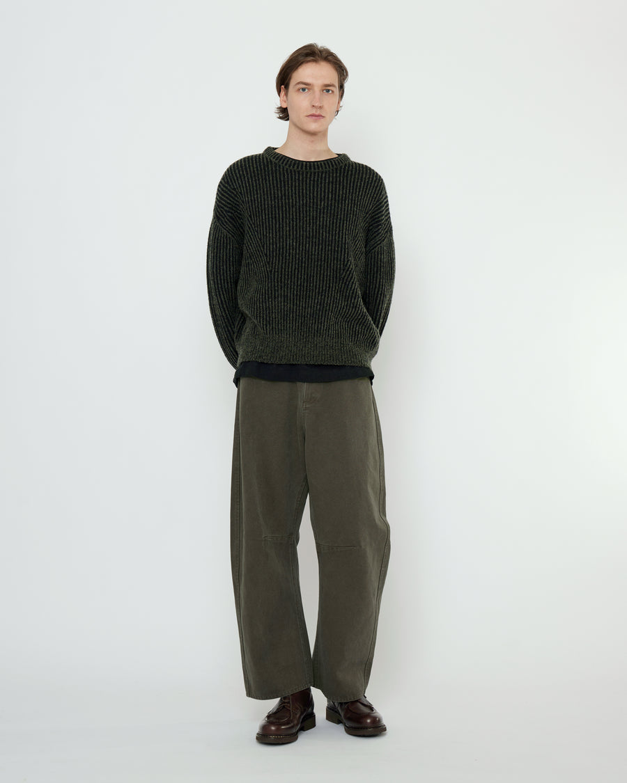 Striped Poet Sleeves Sweater - FW25 - Gray Black