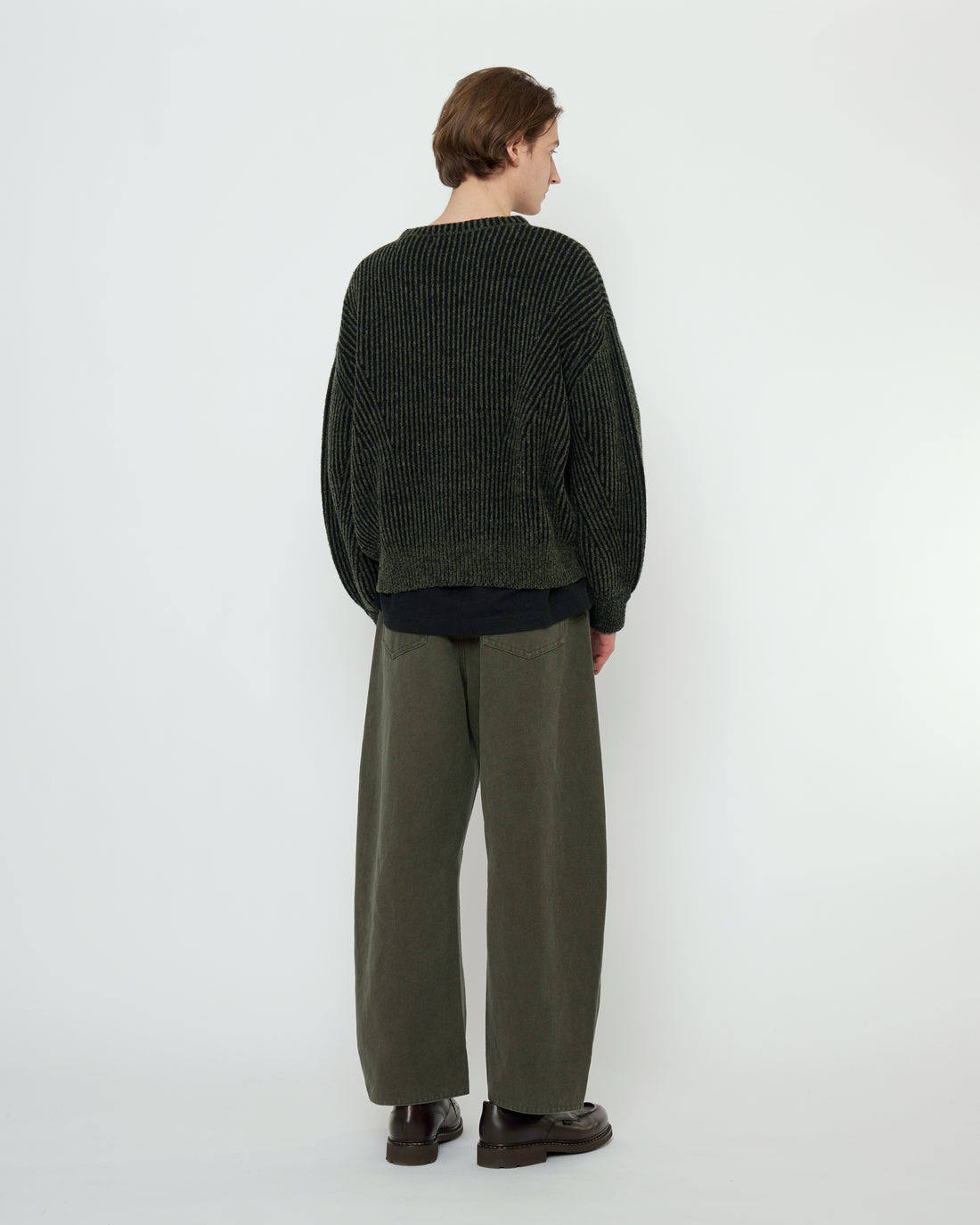 Striped Poet Sleeves Sweater - FW25 - Gray Black