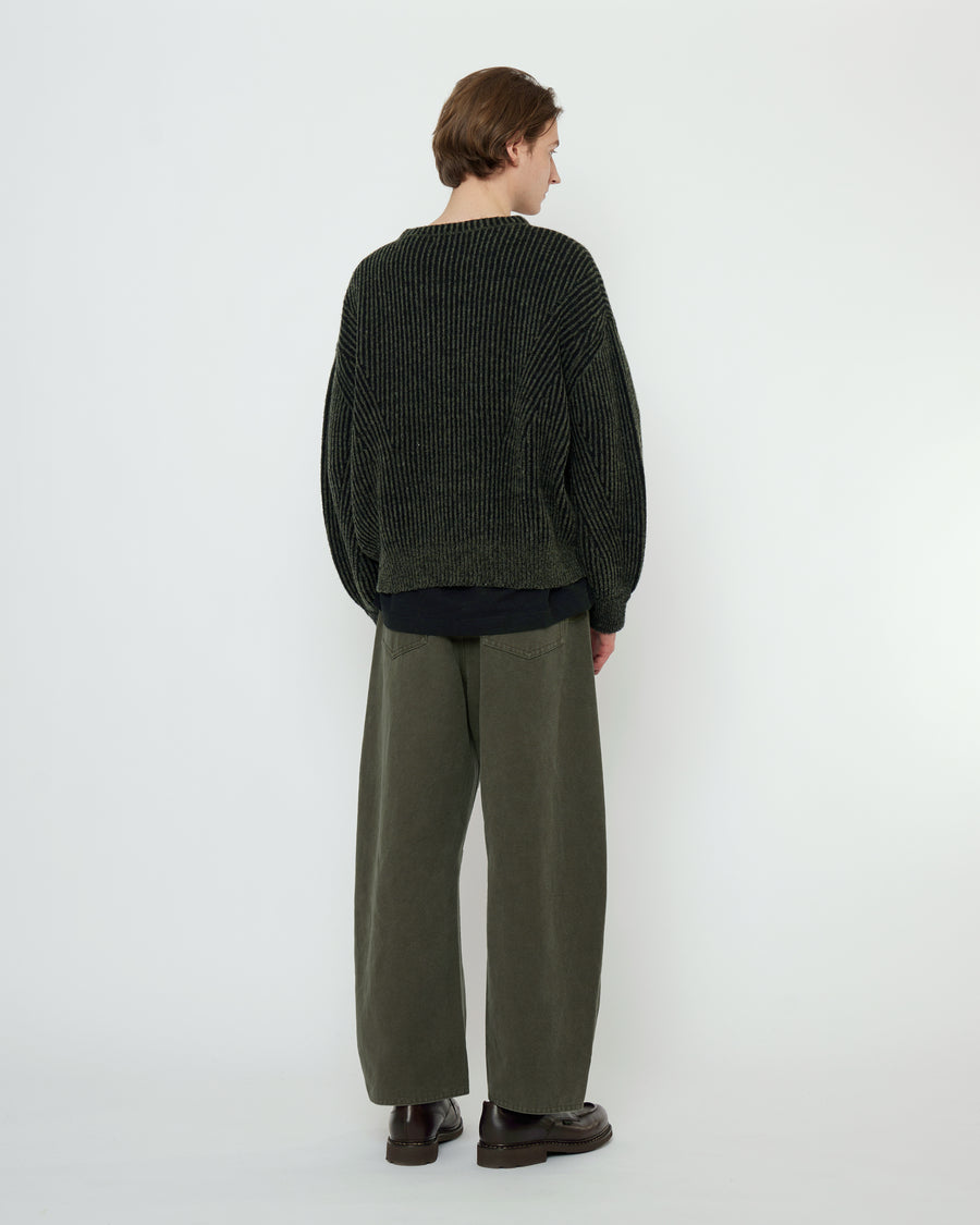 Striped Poet Sleeves Sweater - FW25 - Gray Black