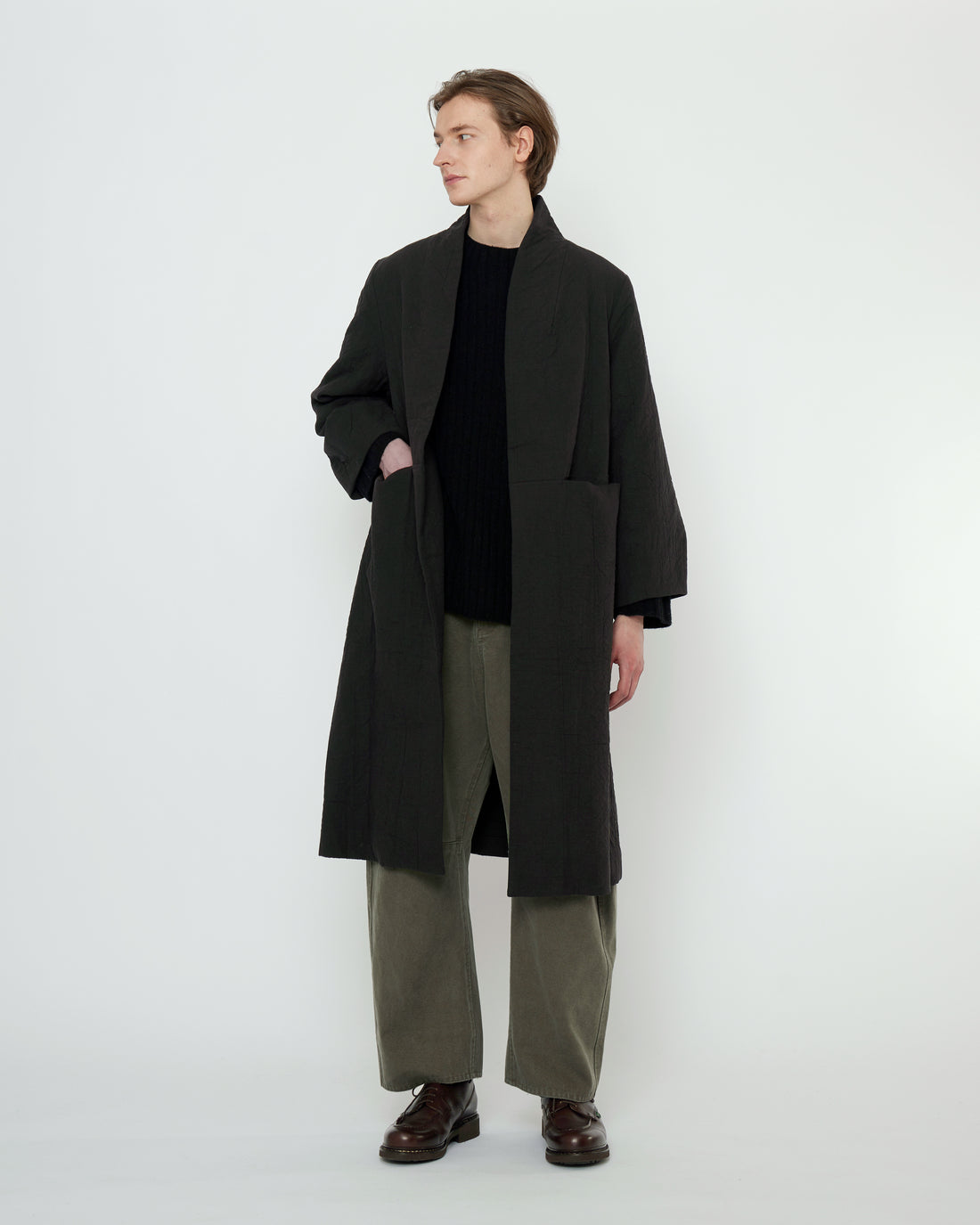 Signature Open Fall Coat - Textured Edition - Black