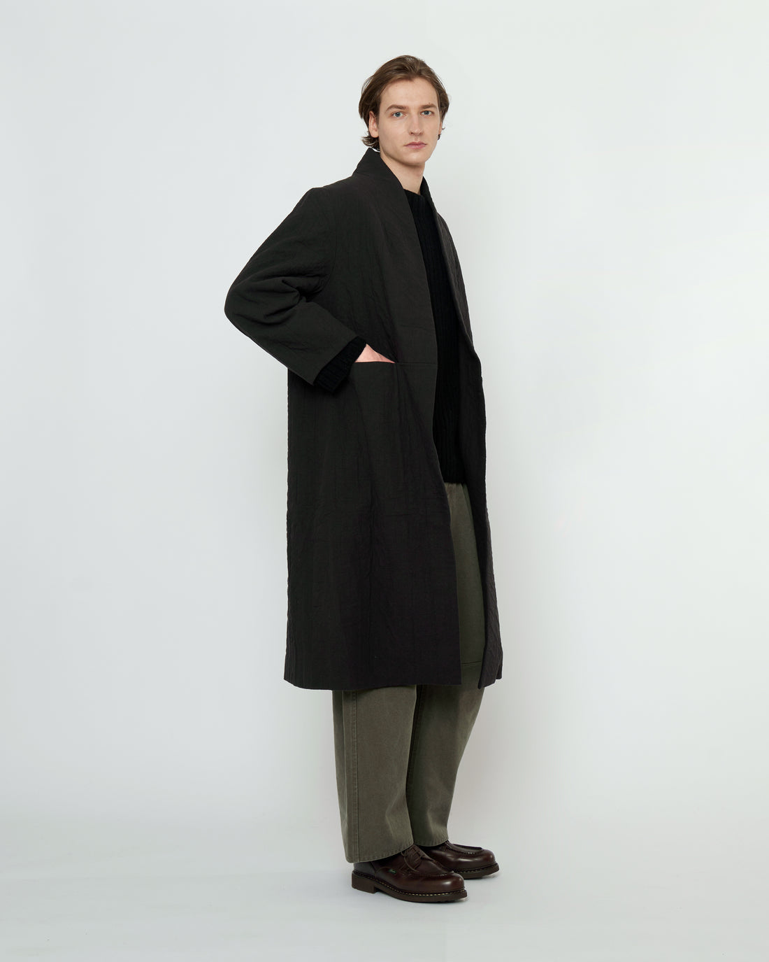 Signature Open Fall Coat - Textured Edition - Black