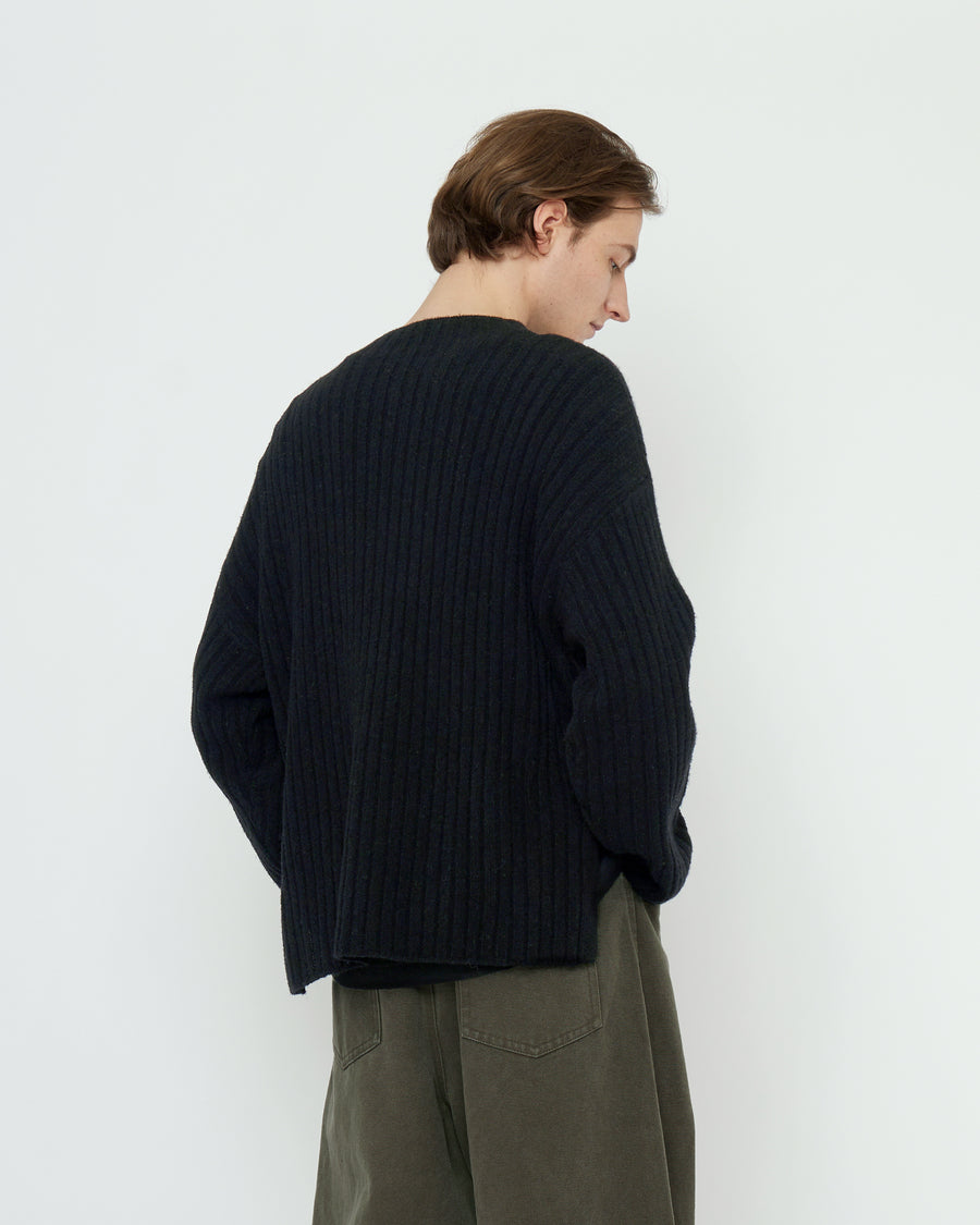 Oversized Ribbed Mockneck - FW25 - Black