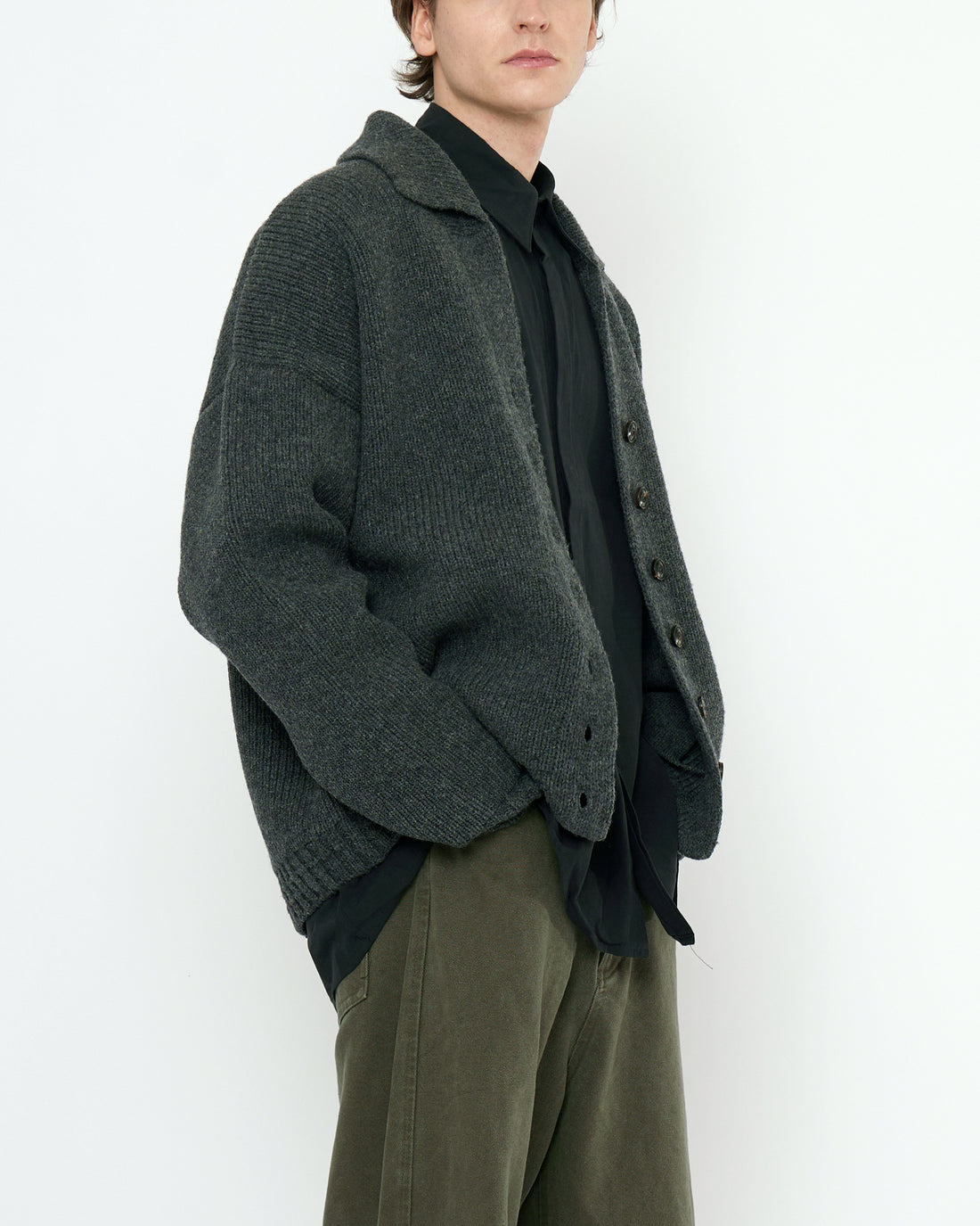 Chunky Collared Cardigan - FW25 - Gray