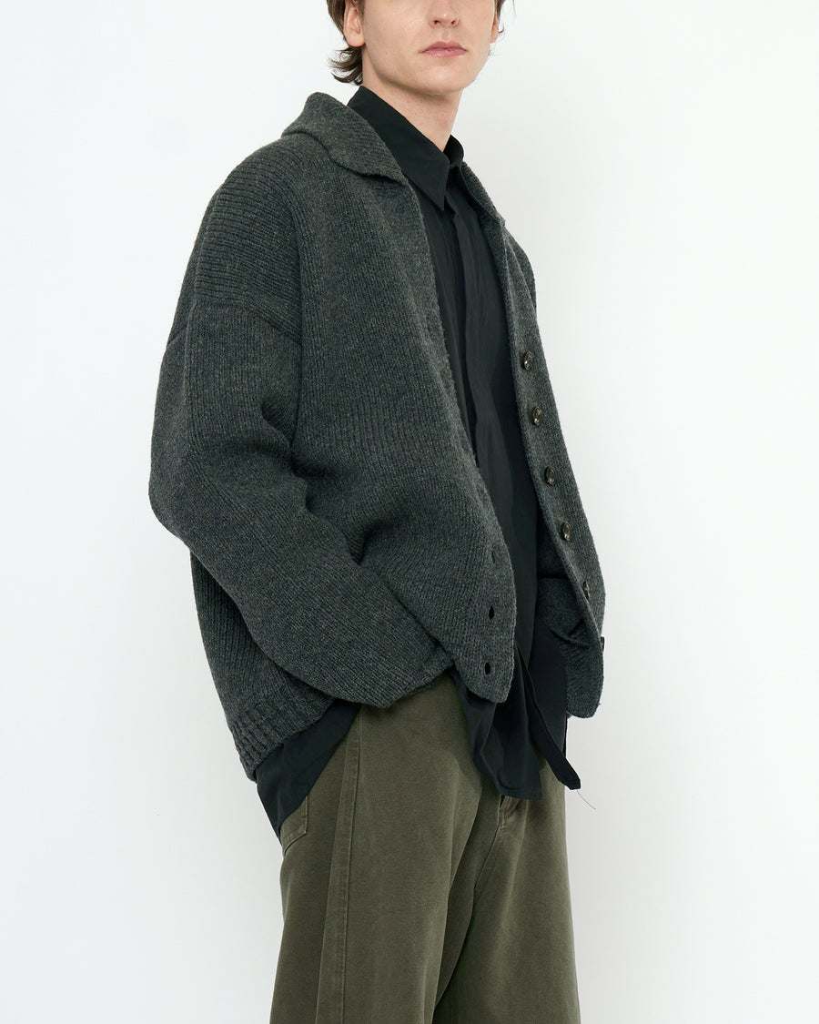 Chunky Collared Cardigan - FW25 - Gray