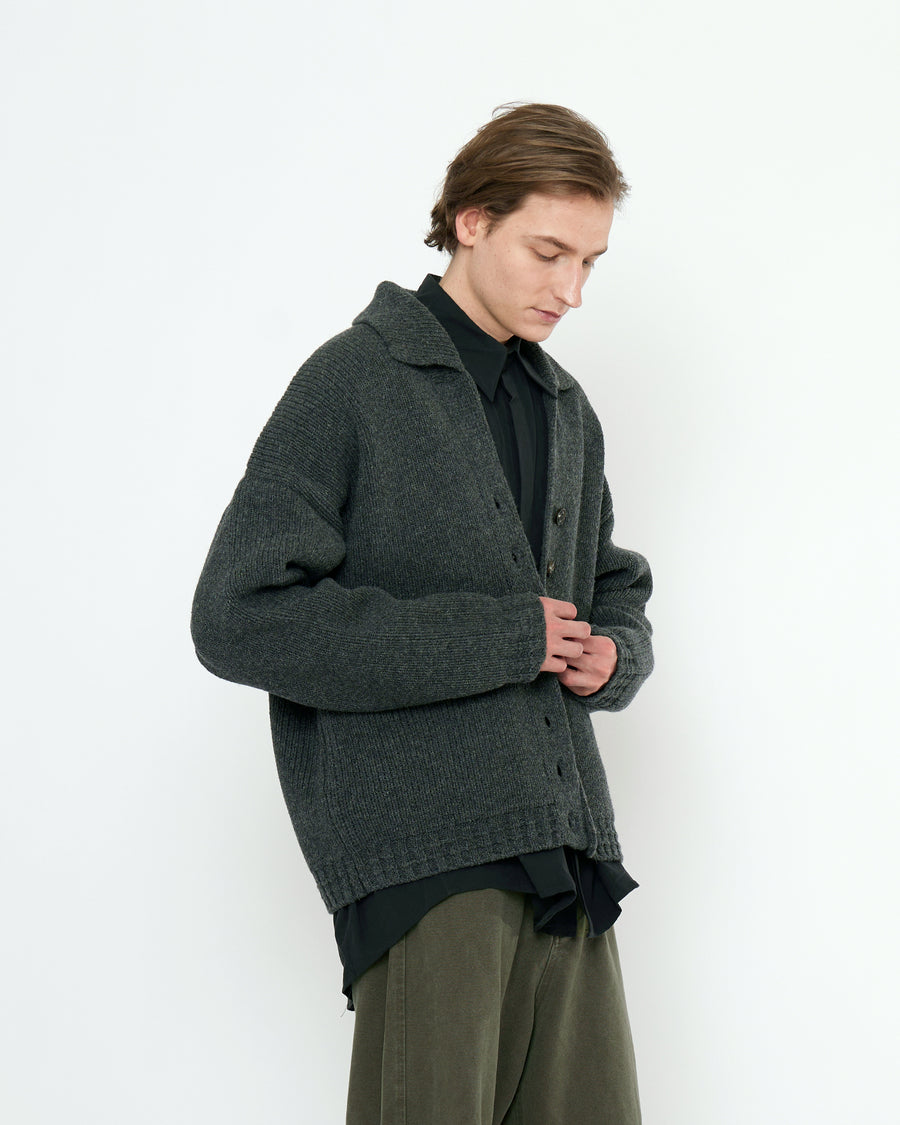 Chunky Collared Cardigan - FW25 - Gray