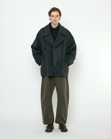 Double Breasted Short Wool Coat - FW25 - Charcoal