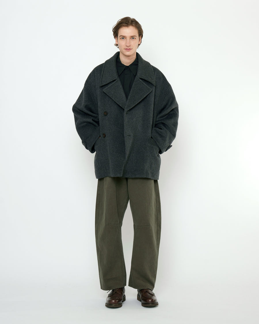Double Breasted Short Wool Coat - FW25 - Charcoal