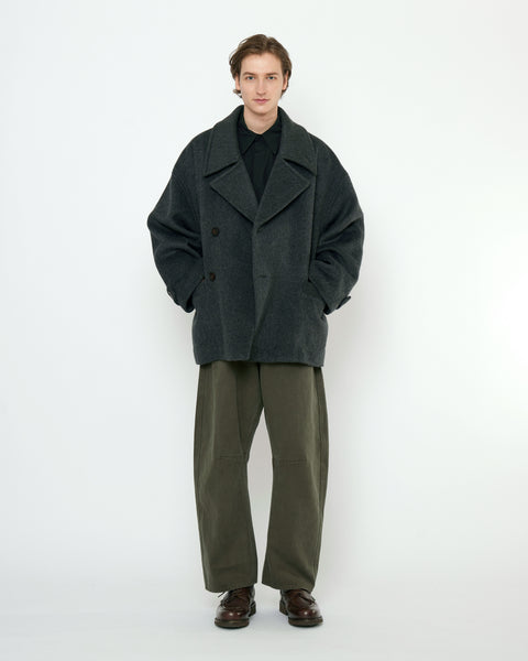 Double Breasted Short Wool Coat - FW25 - Charcoal – 7115 by Szeki