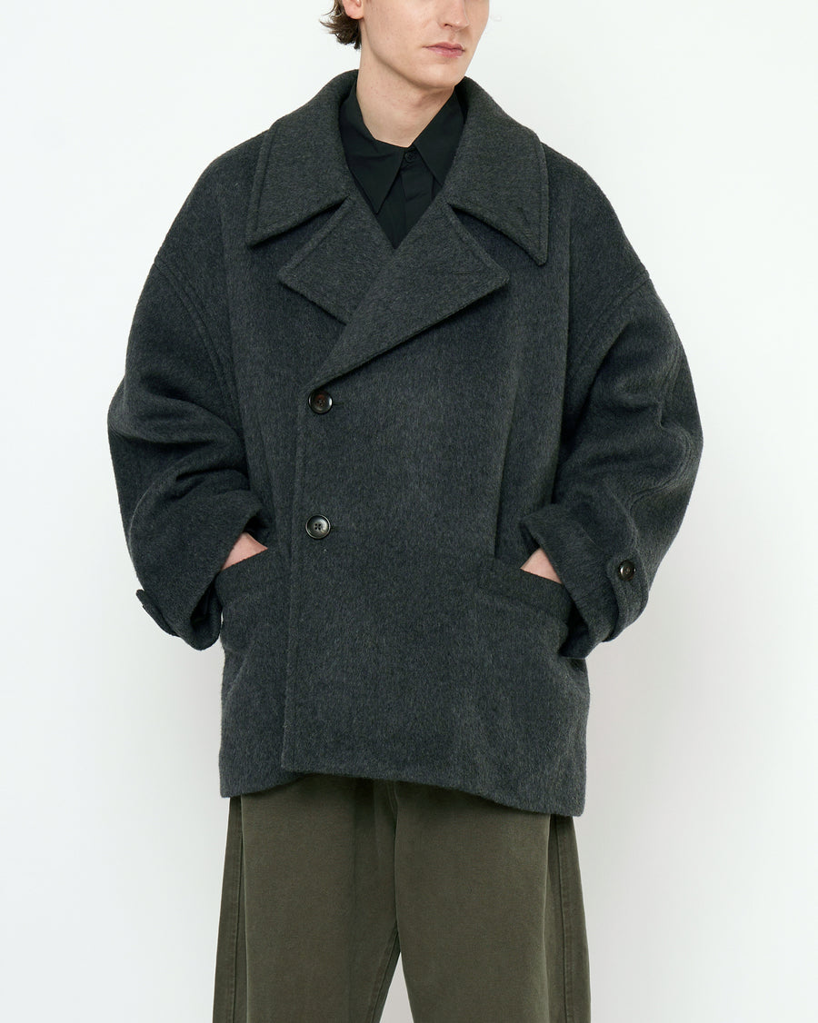 Double Breasted Short Wool Coat - FW25 - Charcoal