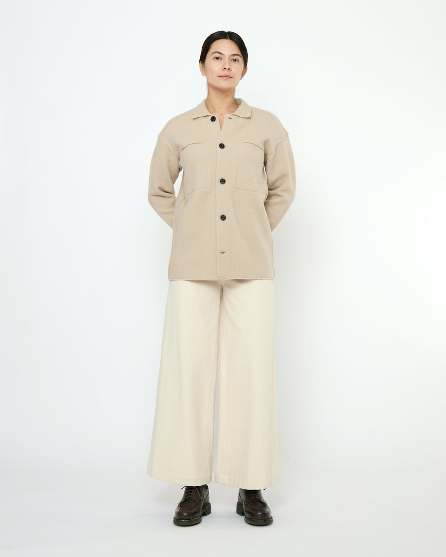 Boiled Wool Shirt Jacket - FW25 - Sand Beige