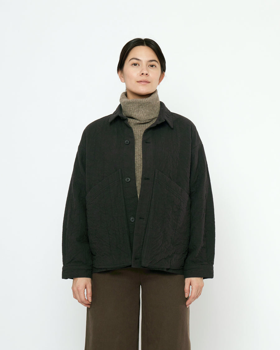 Signature Panel Pockets Shirt Jacket - Textured Edition - Black
