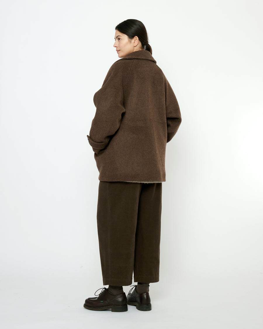 Double Breasted Short Wool Coat - FW25 - Walnut