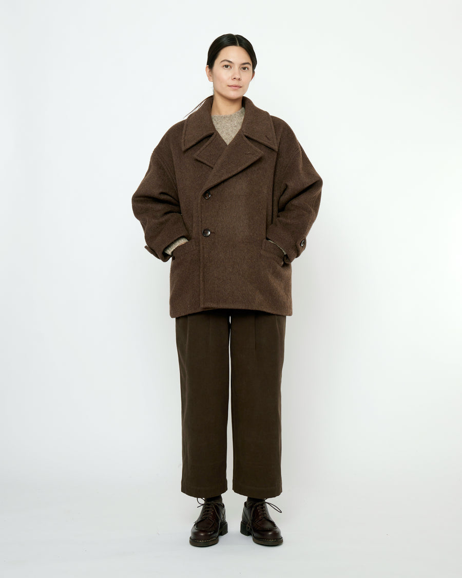 Double Breasted Short Wool Coat - FW25 - Walnut