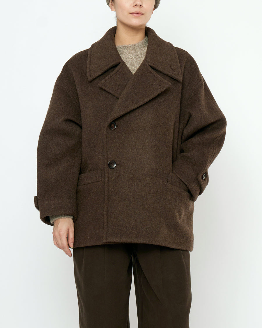 Double Breasted Short Wool Coat - FW25 - Walnut