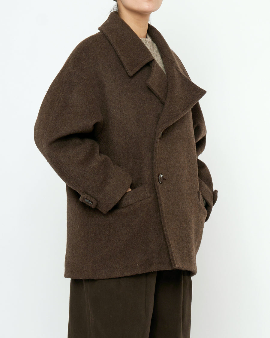 Double Breasted Short Wool Coat - FW25 - Walnut