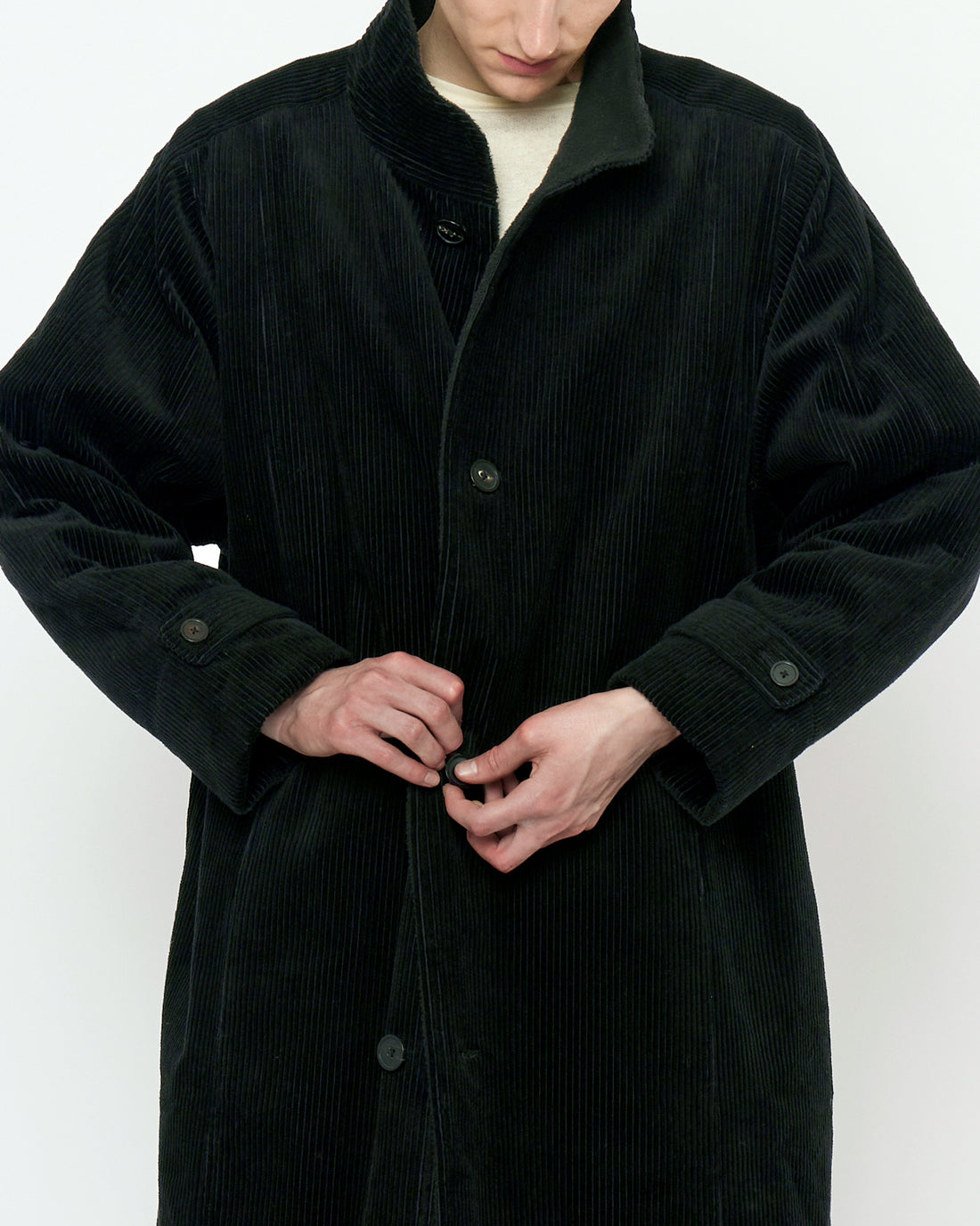 Padded Corduroy Fleece Coat - FW25 - Black