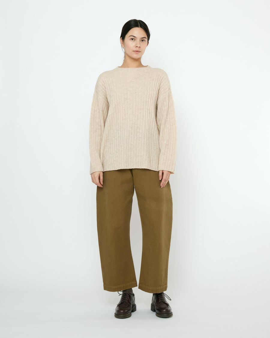 Oversized Ribbed Mockneck - FW25 - Sand Beige