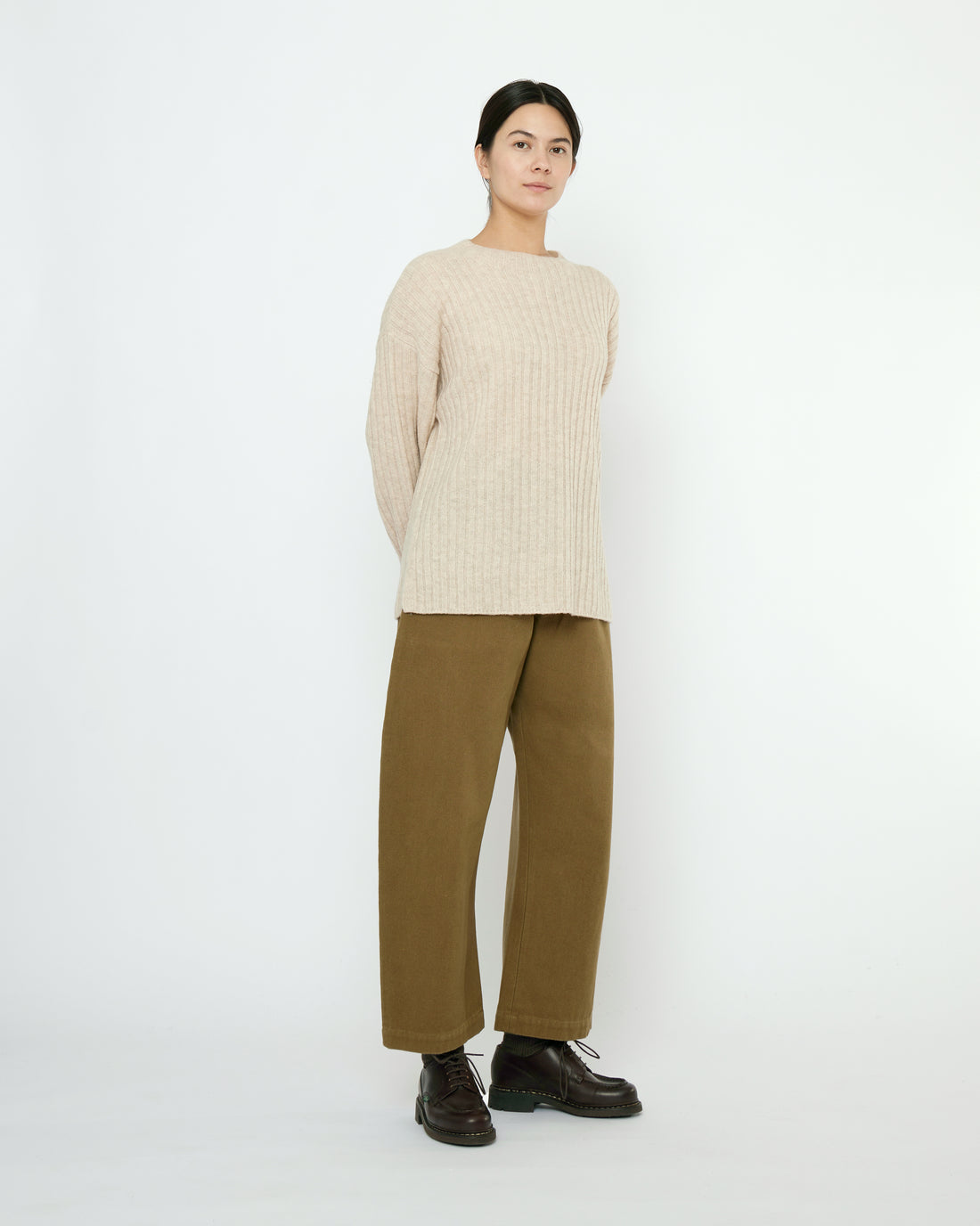 Oversized Ribbed Mockneck - FW25 - Sand Beige