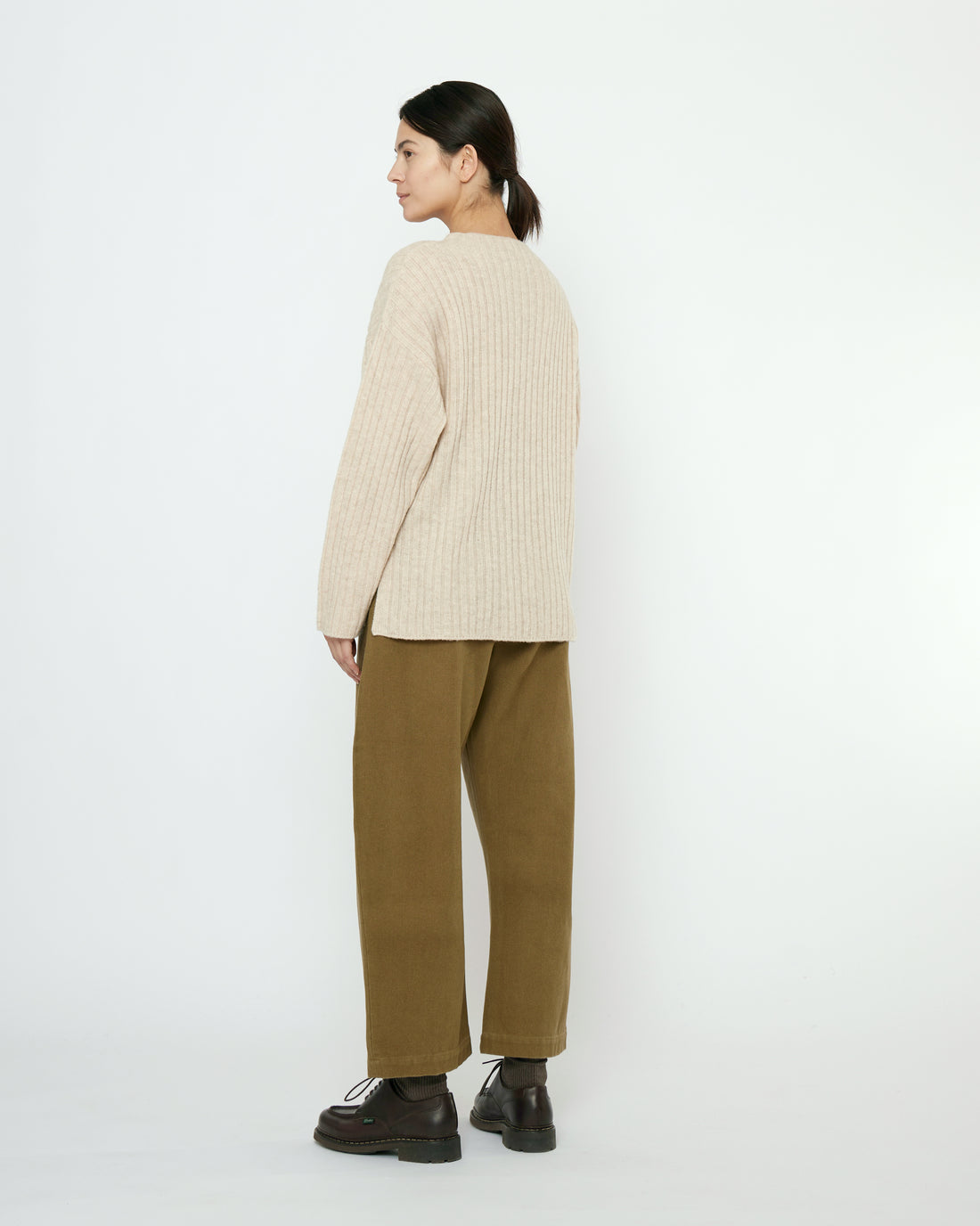 Oversized Ribbed Mockneck - FW25 - Sand Beige