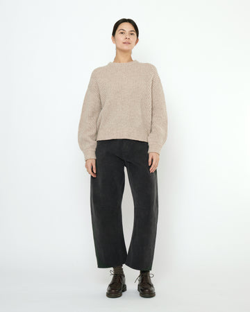 Striped Poet Sleeves Sweater - FW25 - Taupe Sand